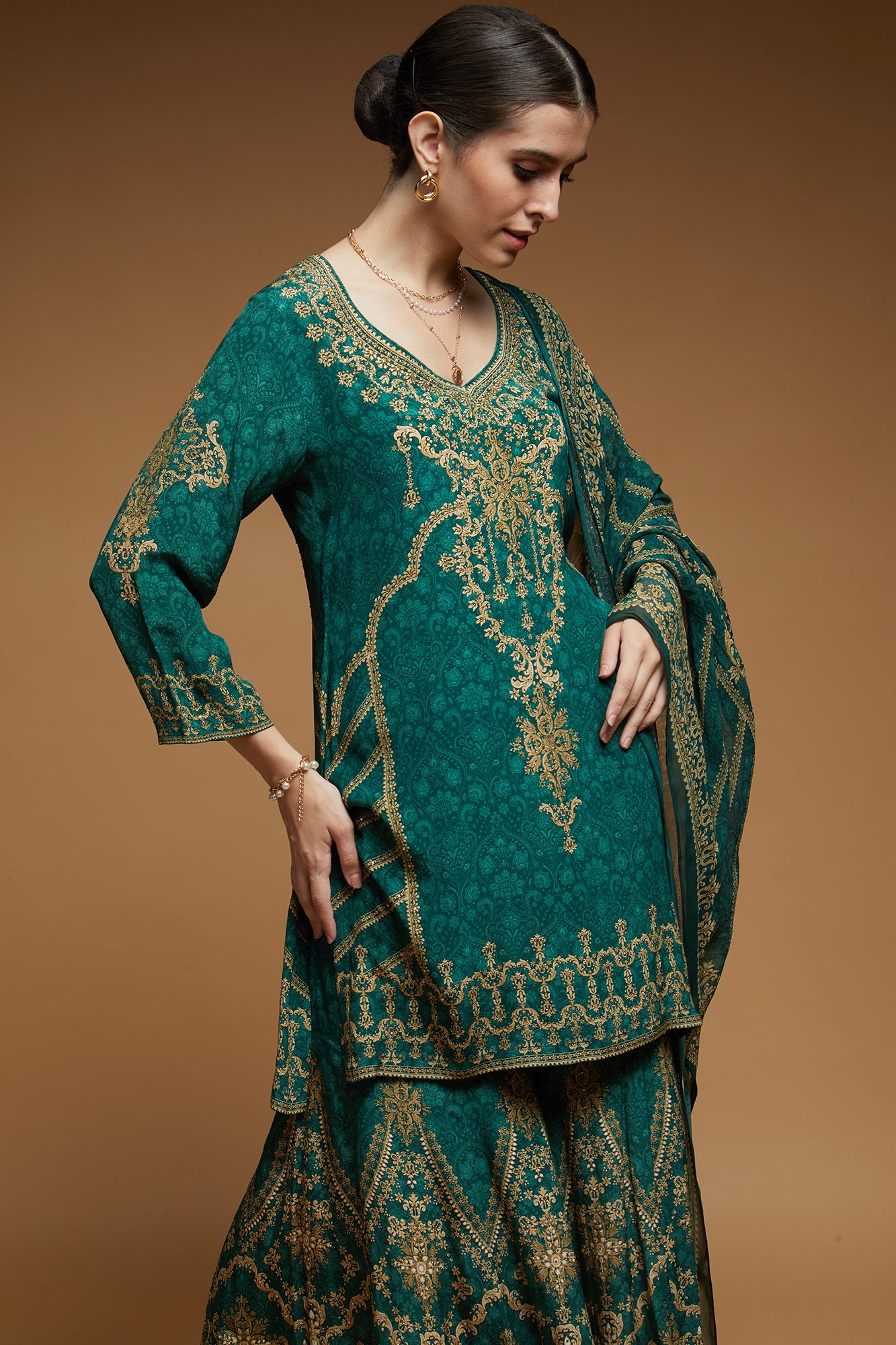 Teal Color Sharara