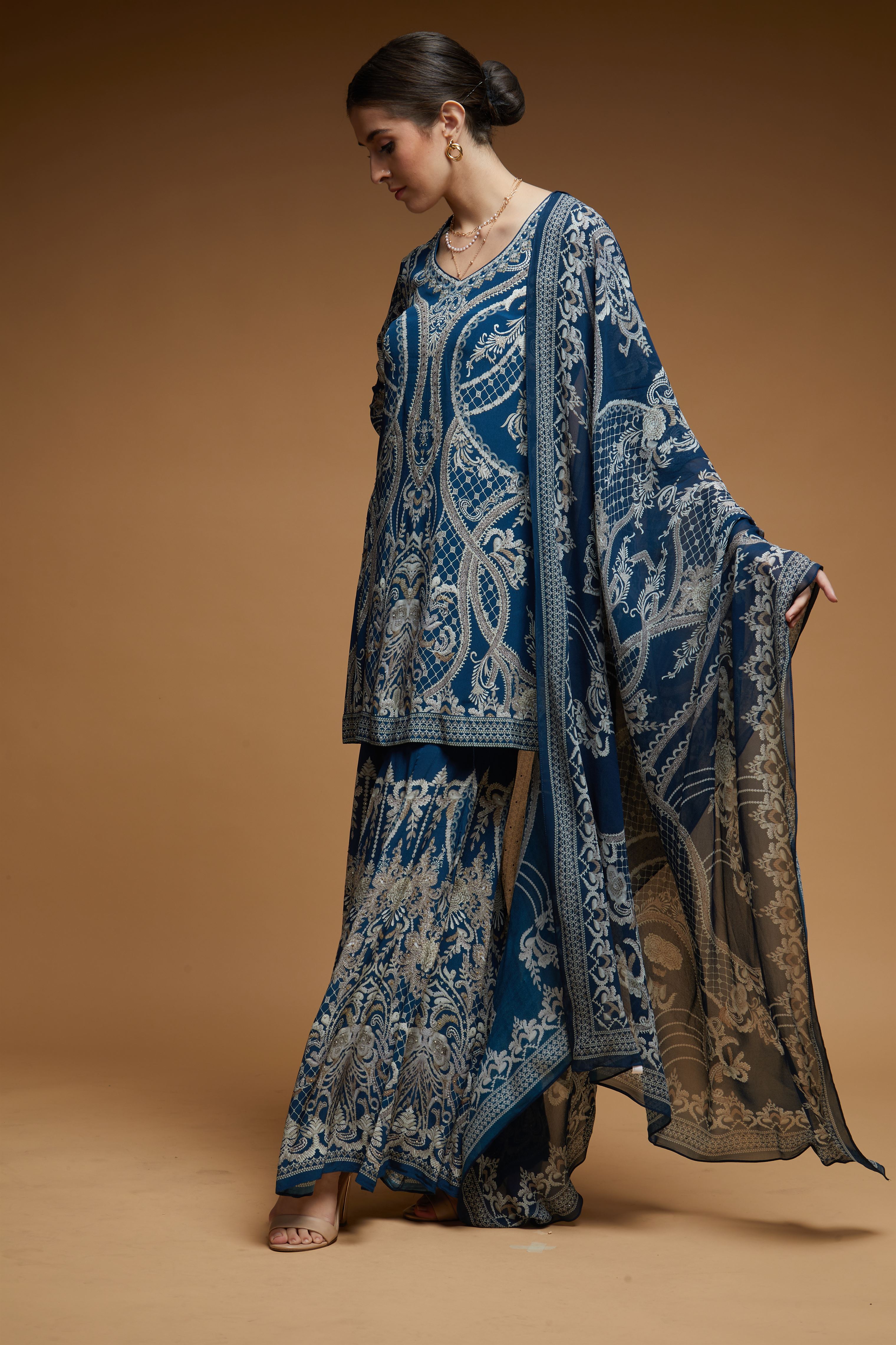 Blue Color Sharara