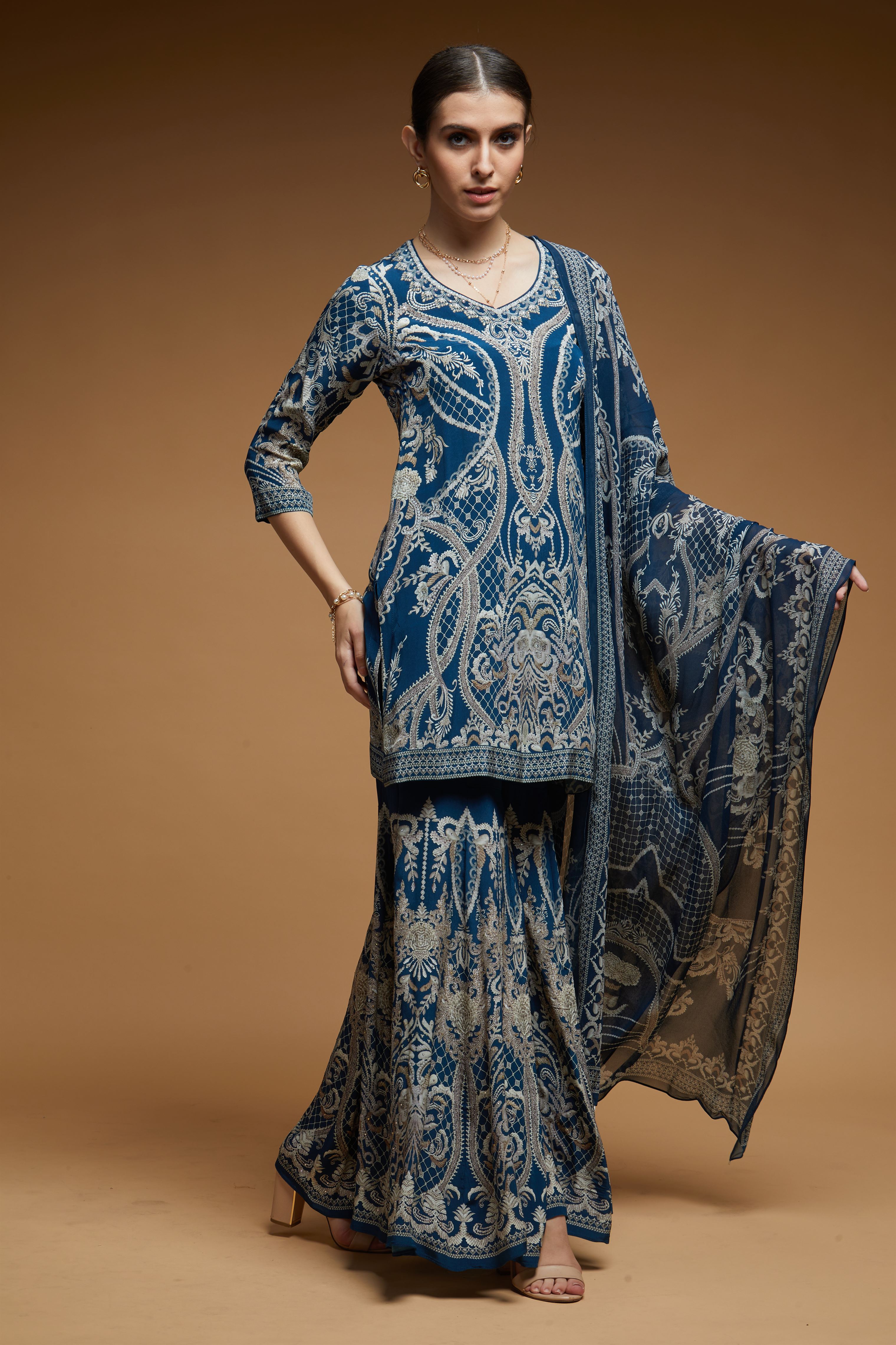 Blue Color Sharara