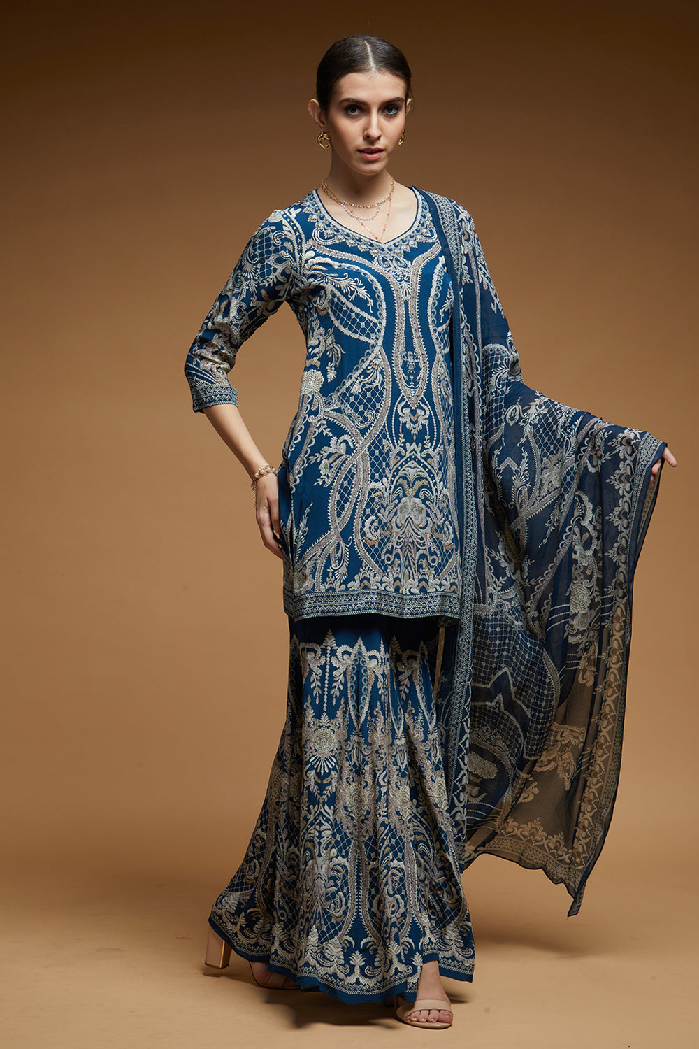 Blue Color Sharara