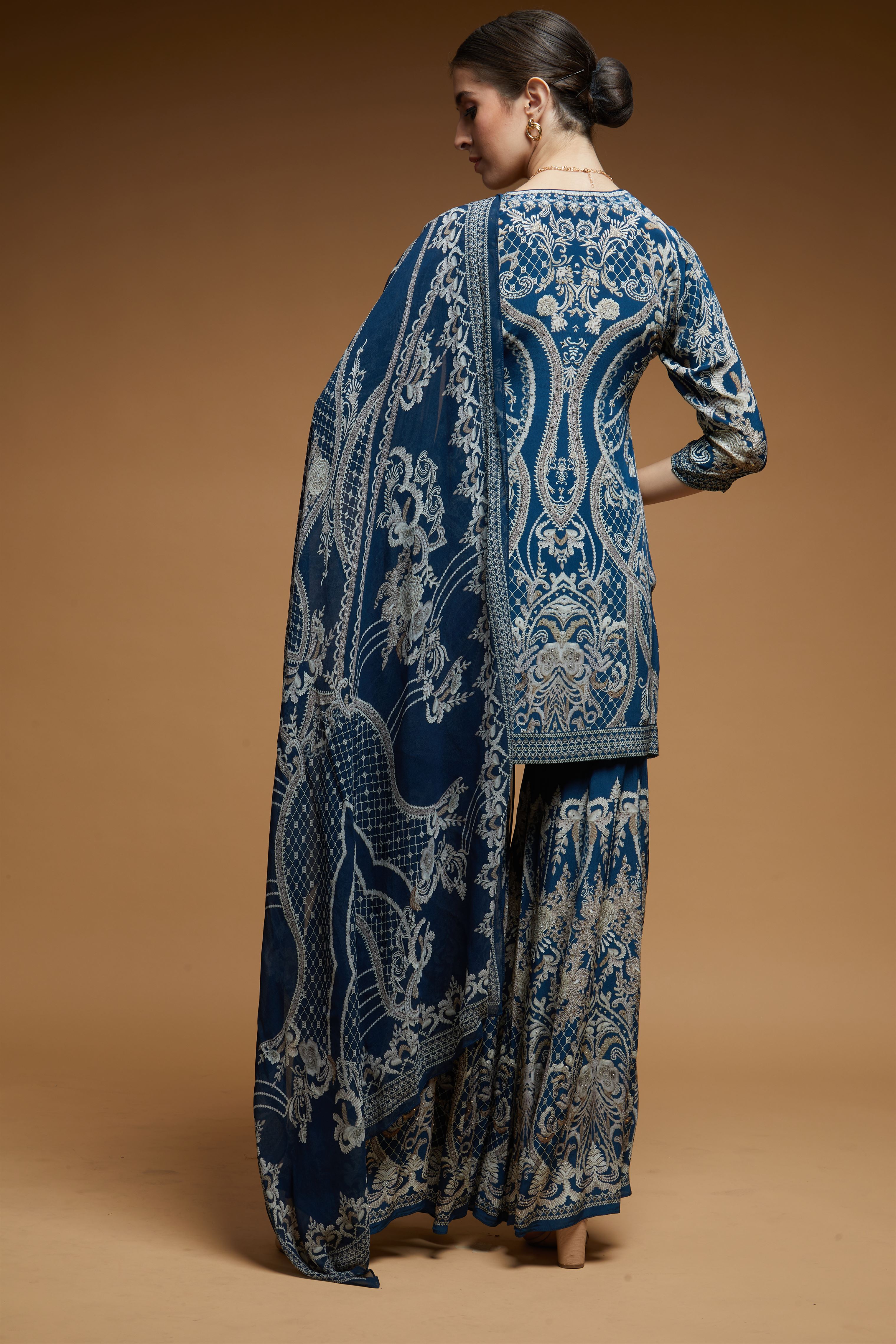 Blue Color Sharara