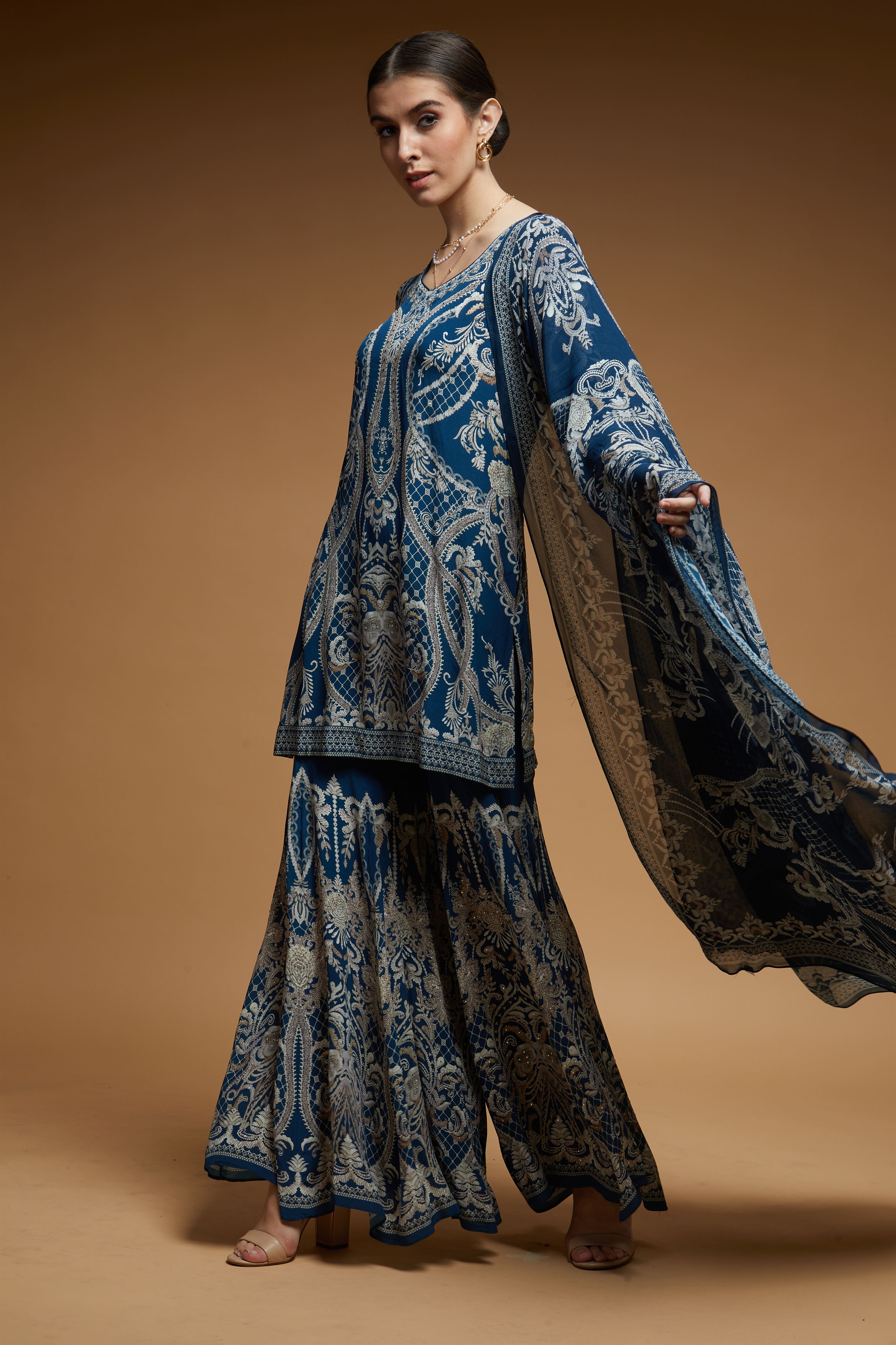 Blue Color Sharara