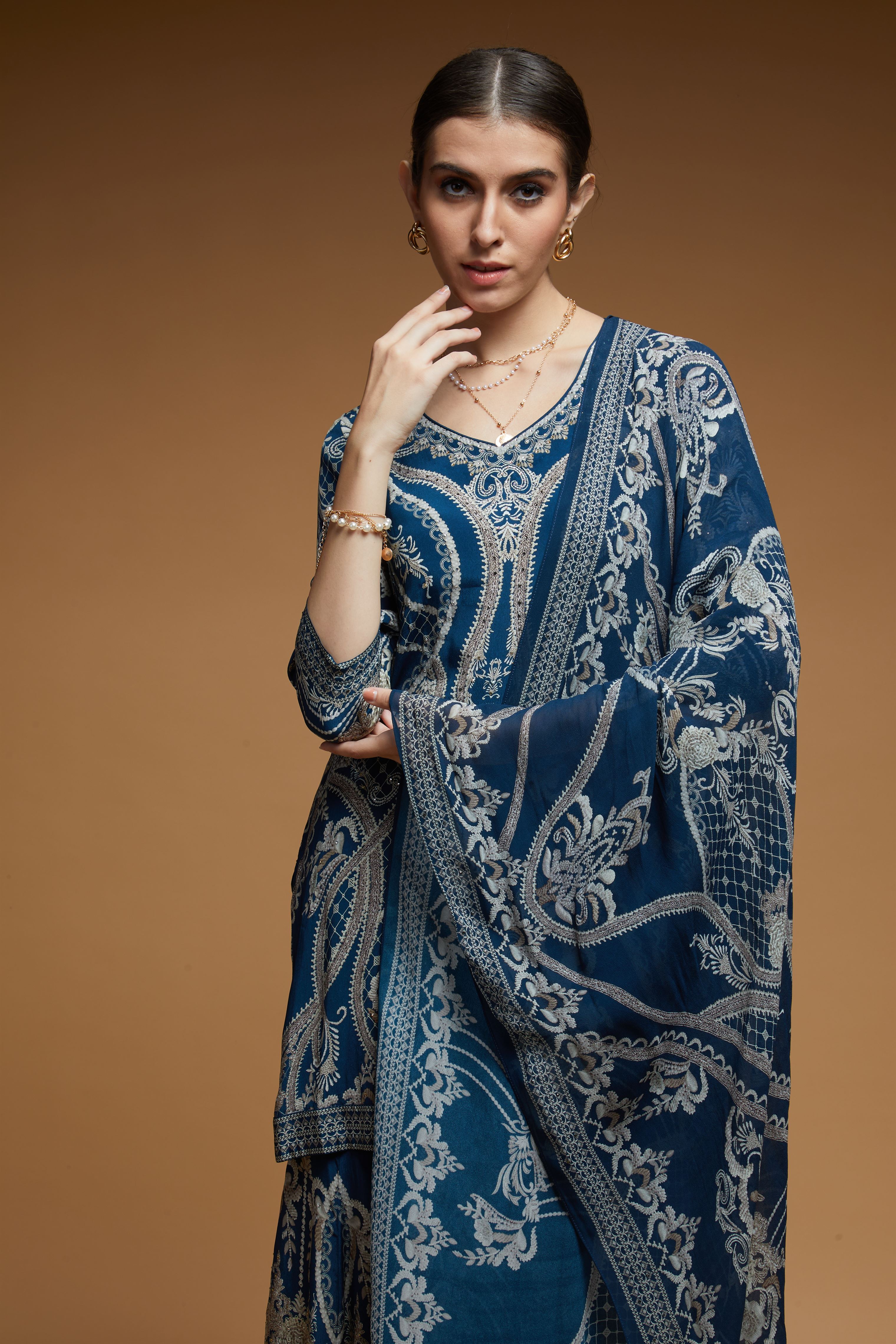 Blue Color Sharara