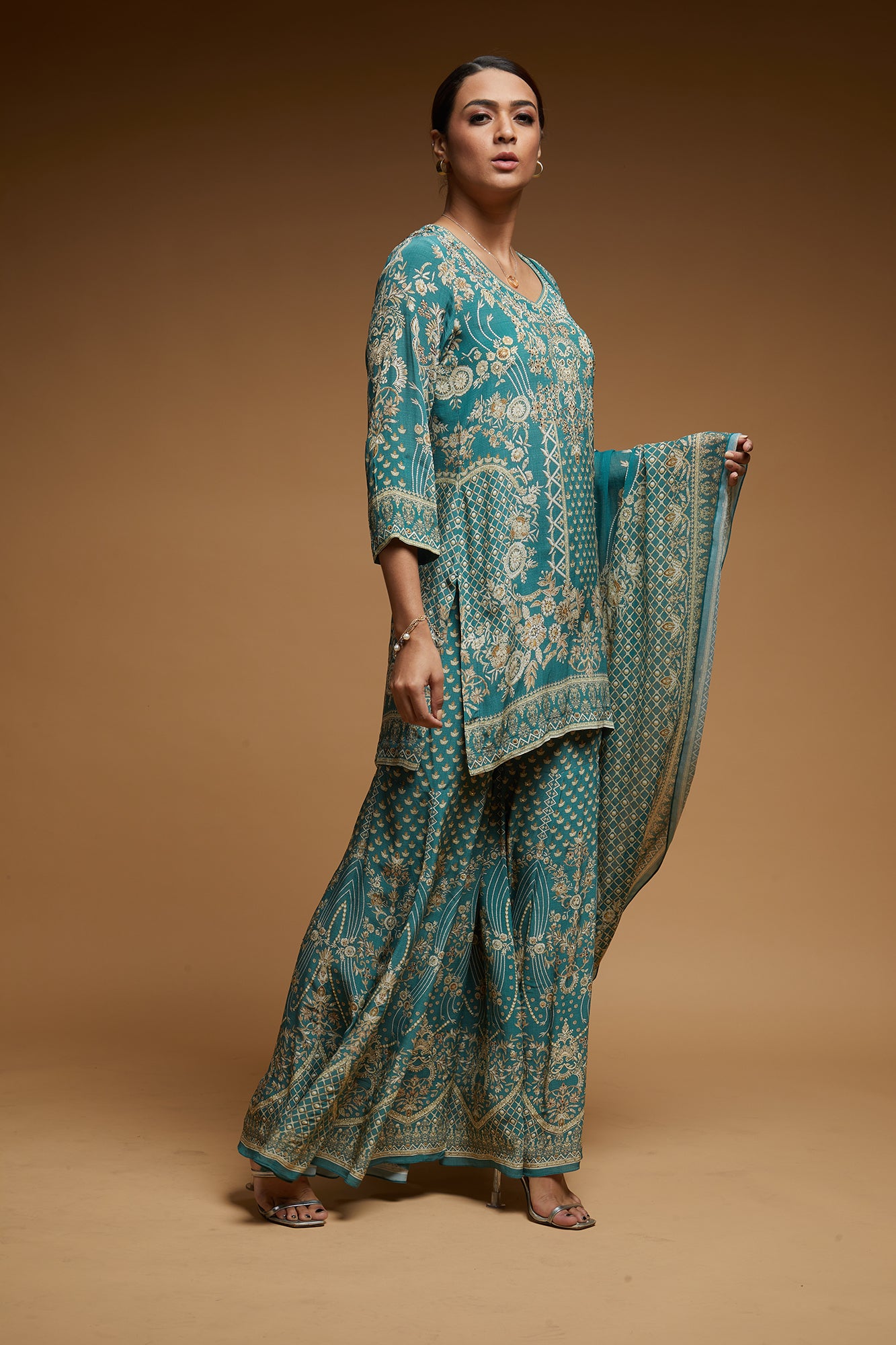 Dark Aqua Color Sharara