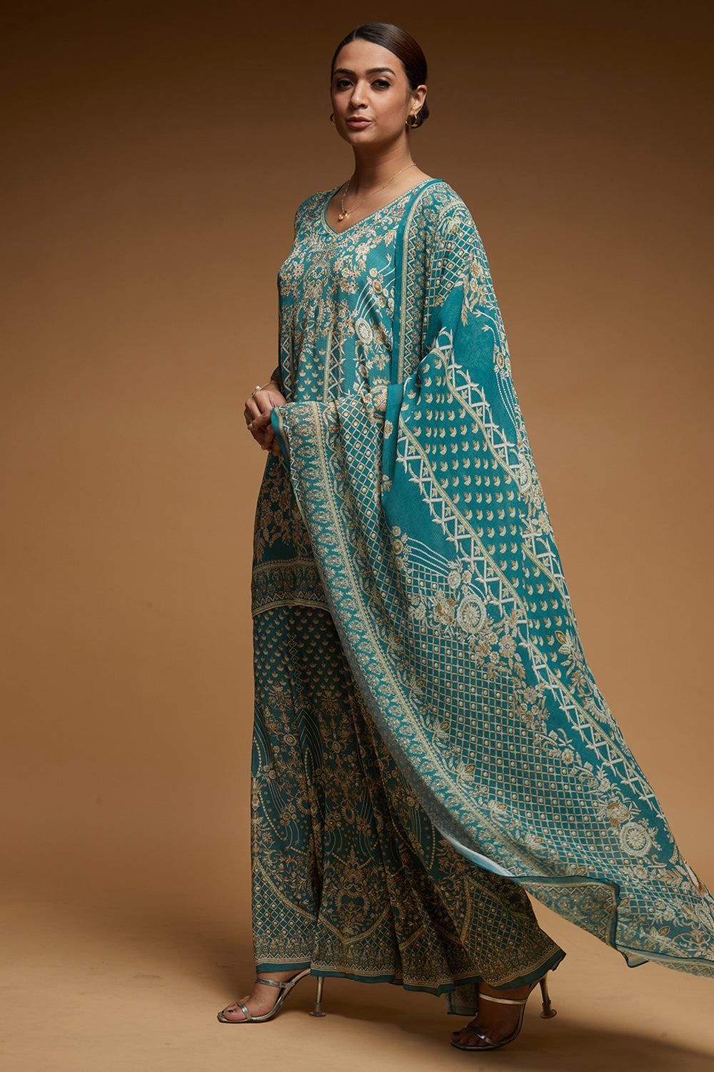 Dark Aqua Color Sharara