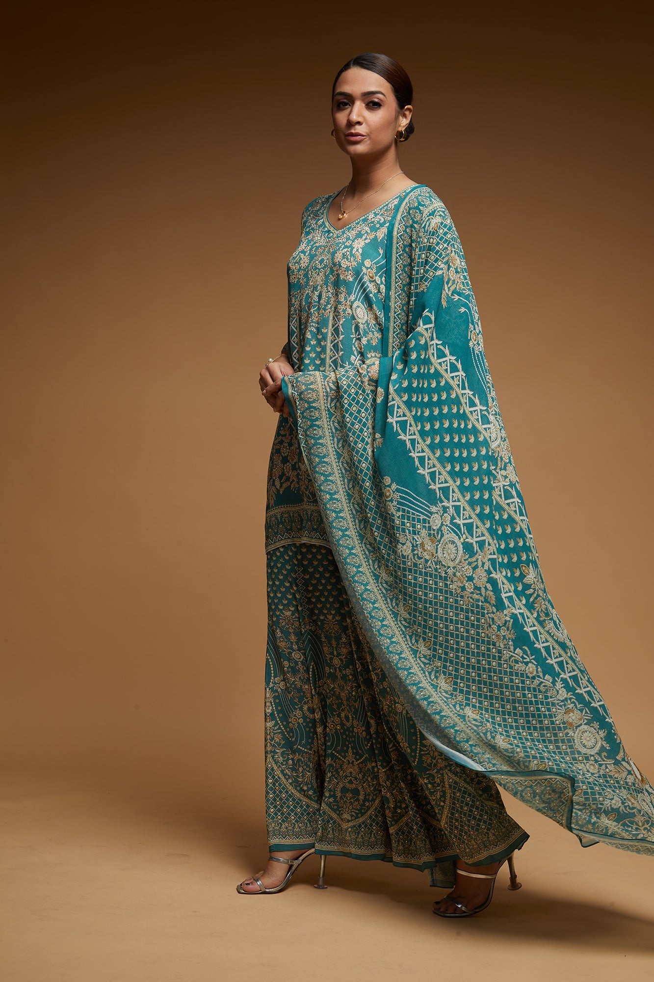 Dark Aqua Color Sharara