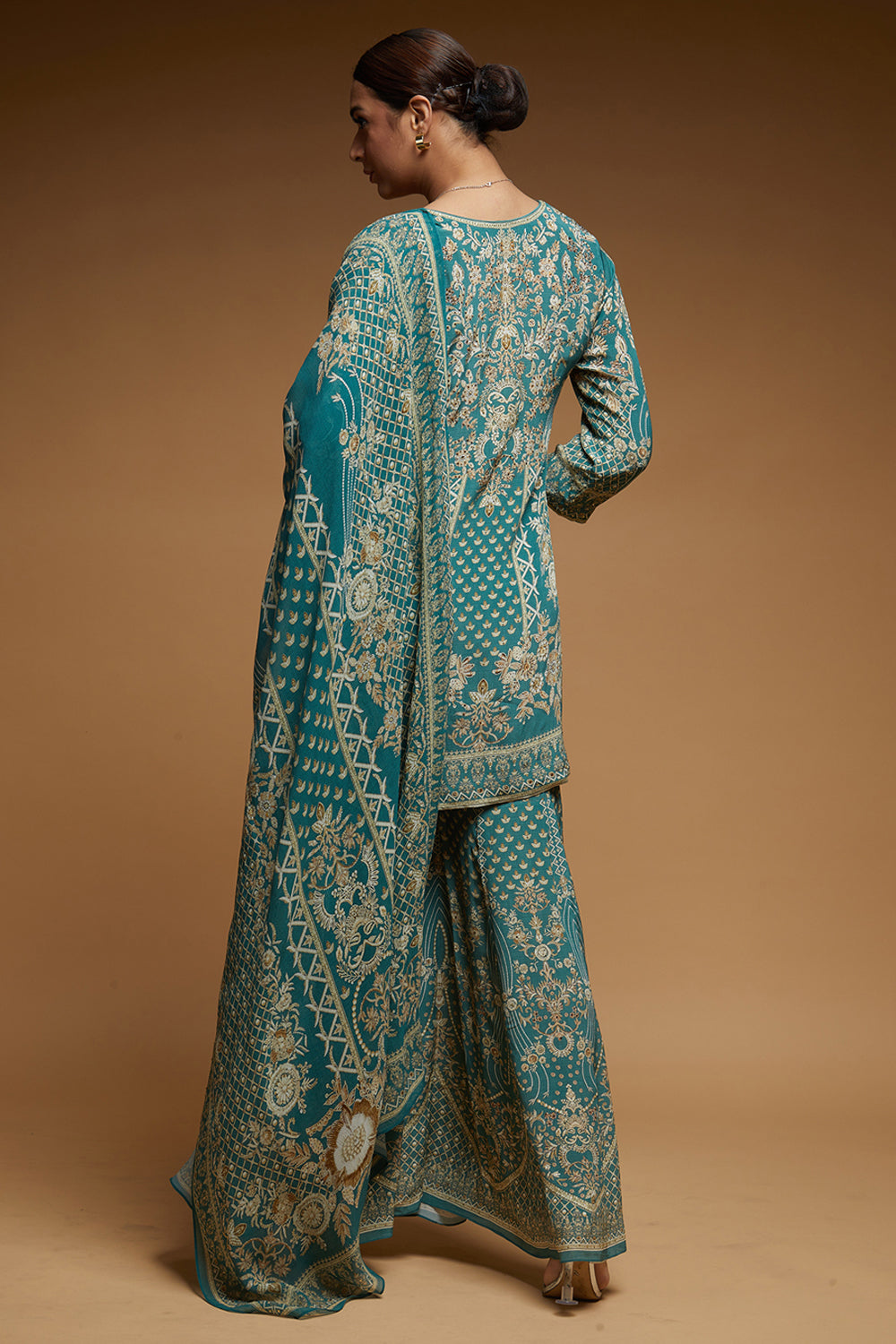 Dark Aqua Color Sharara