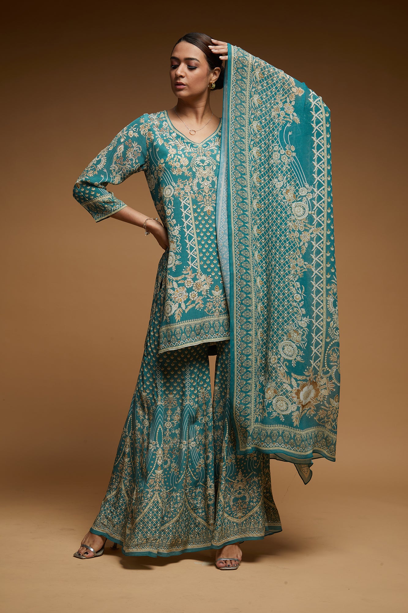 Dark Aqua Color Sharara