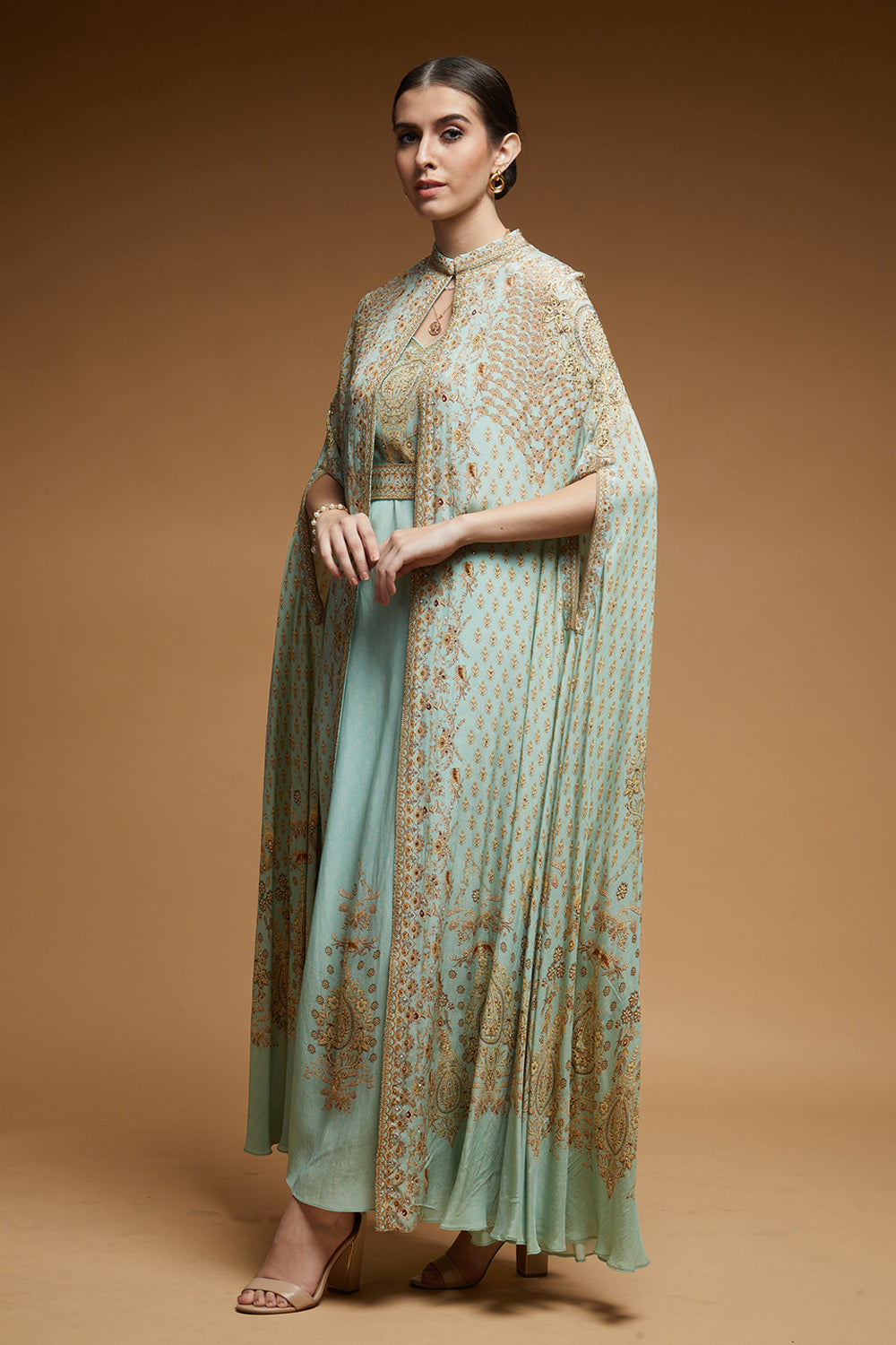 Daqiq Cape Kaftan Gown