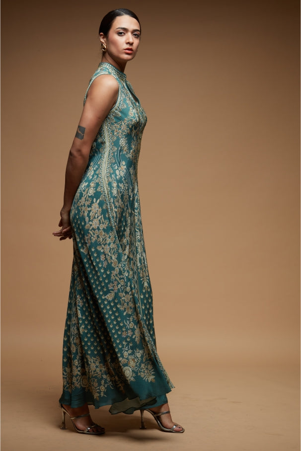 Dark Aqua Color Gown