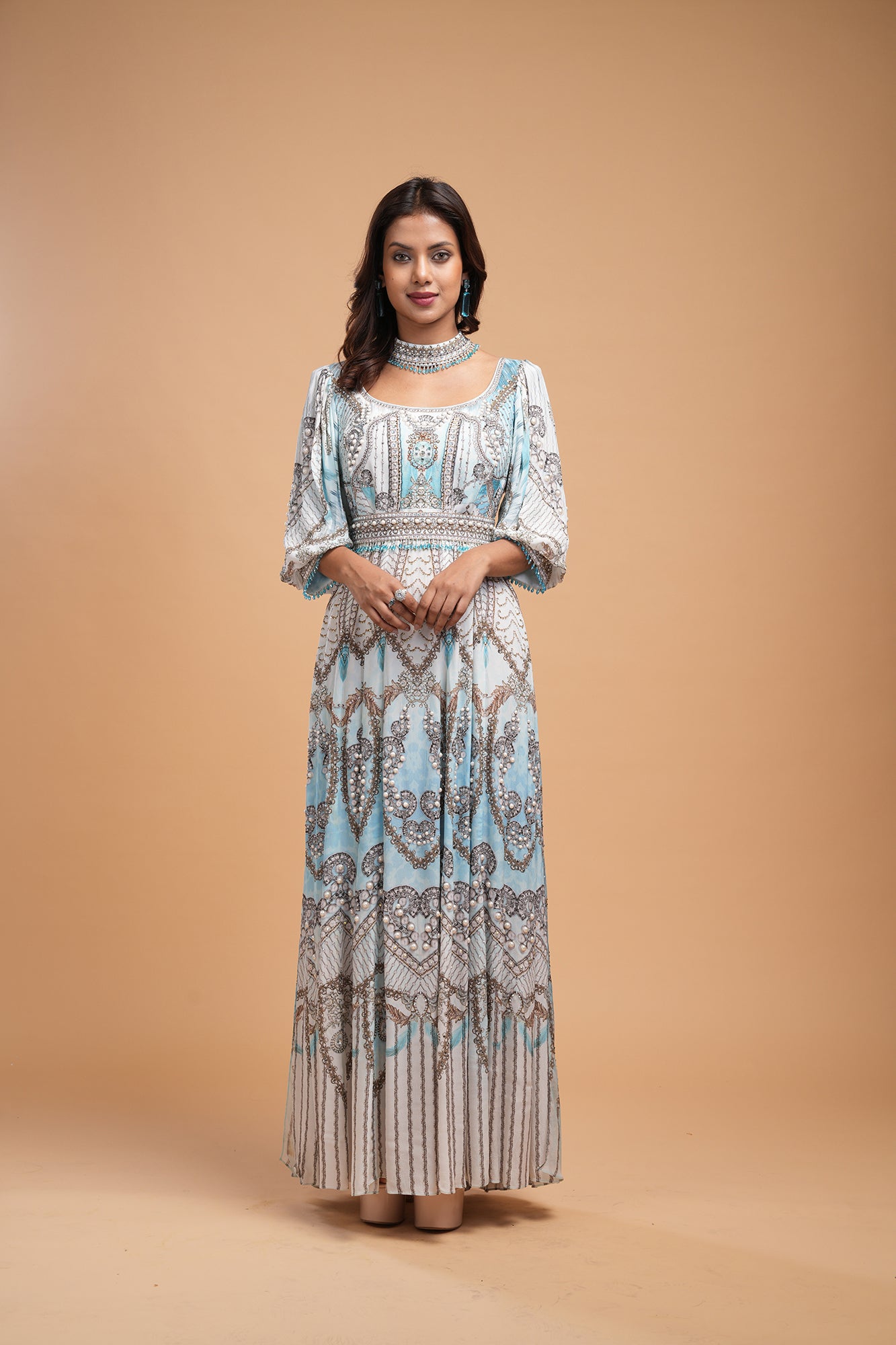 Aqua color Kaftan