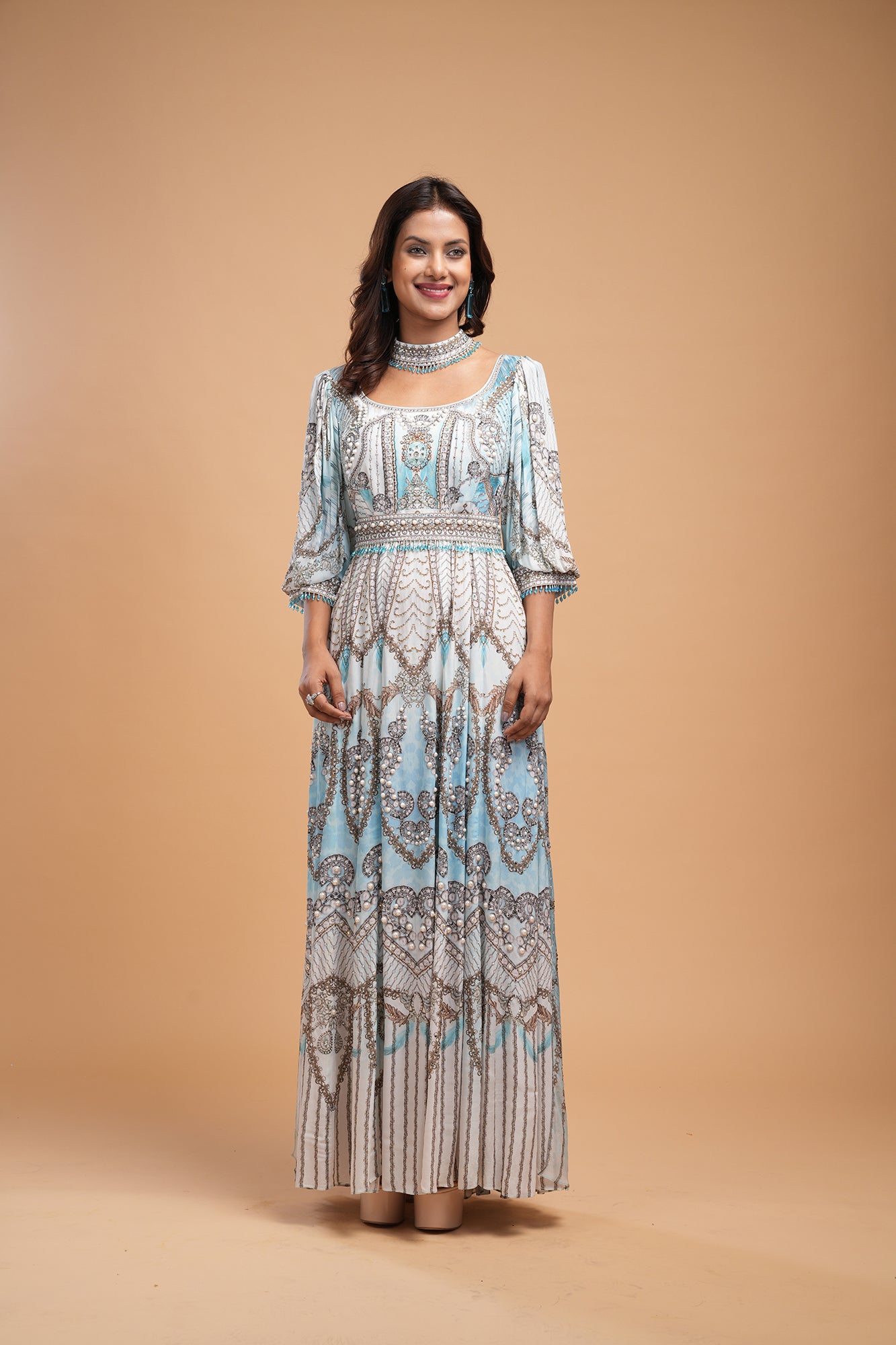 Aqua color Kaftan