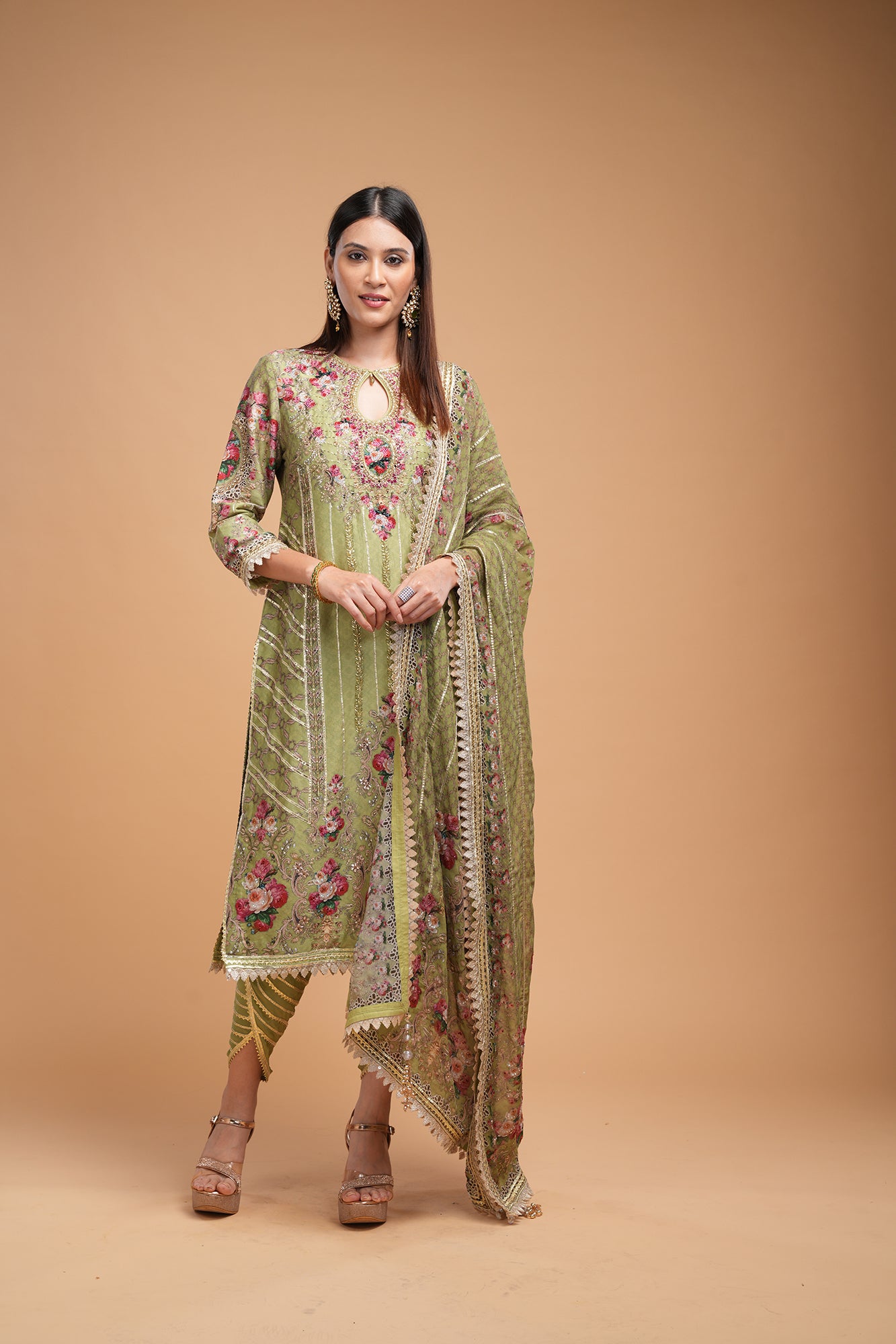 Pale Green Color Kurta Set