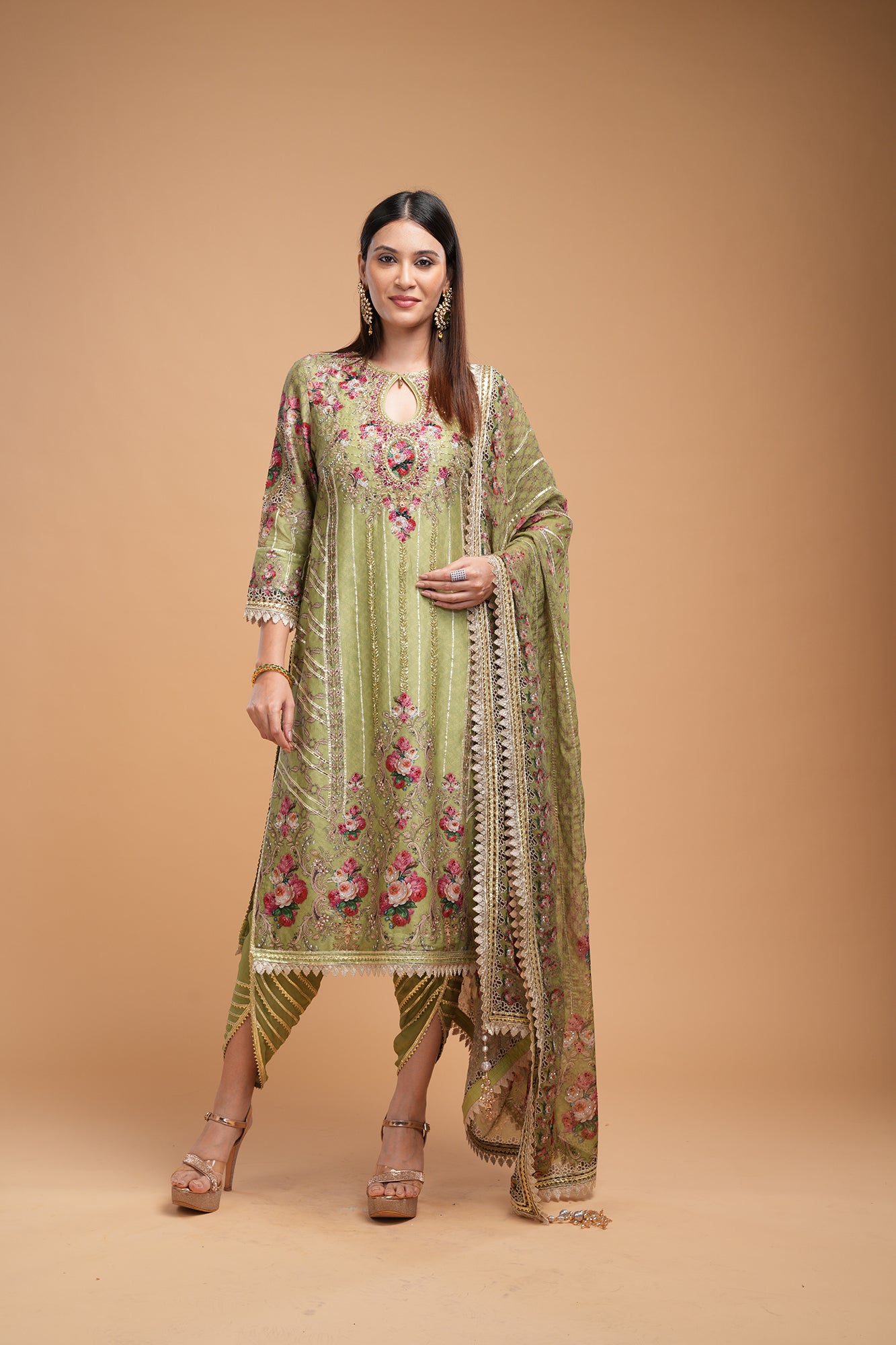 Pale Green Color Kurta Set