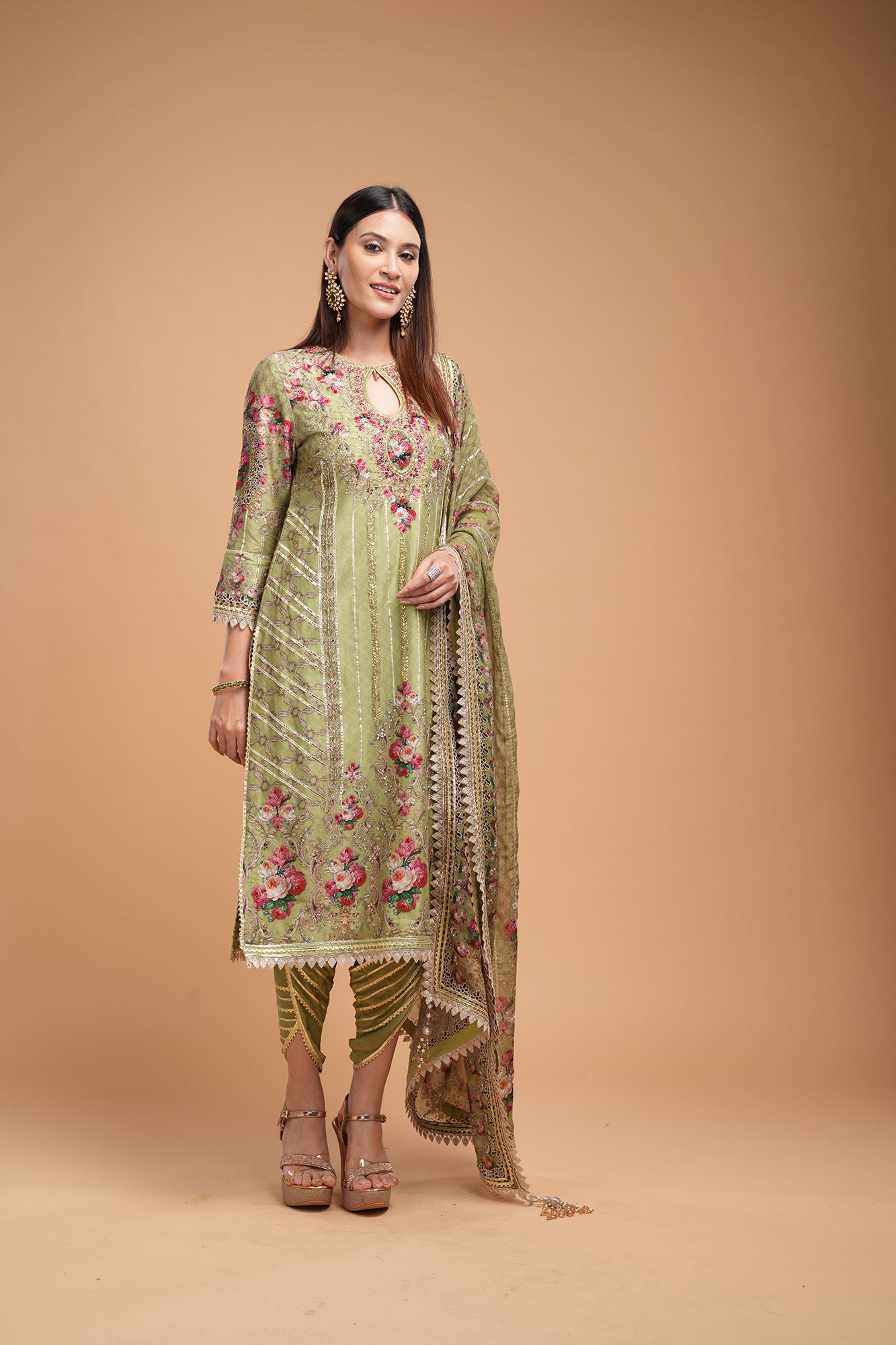 Pale Green Color Kurta Set