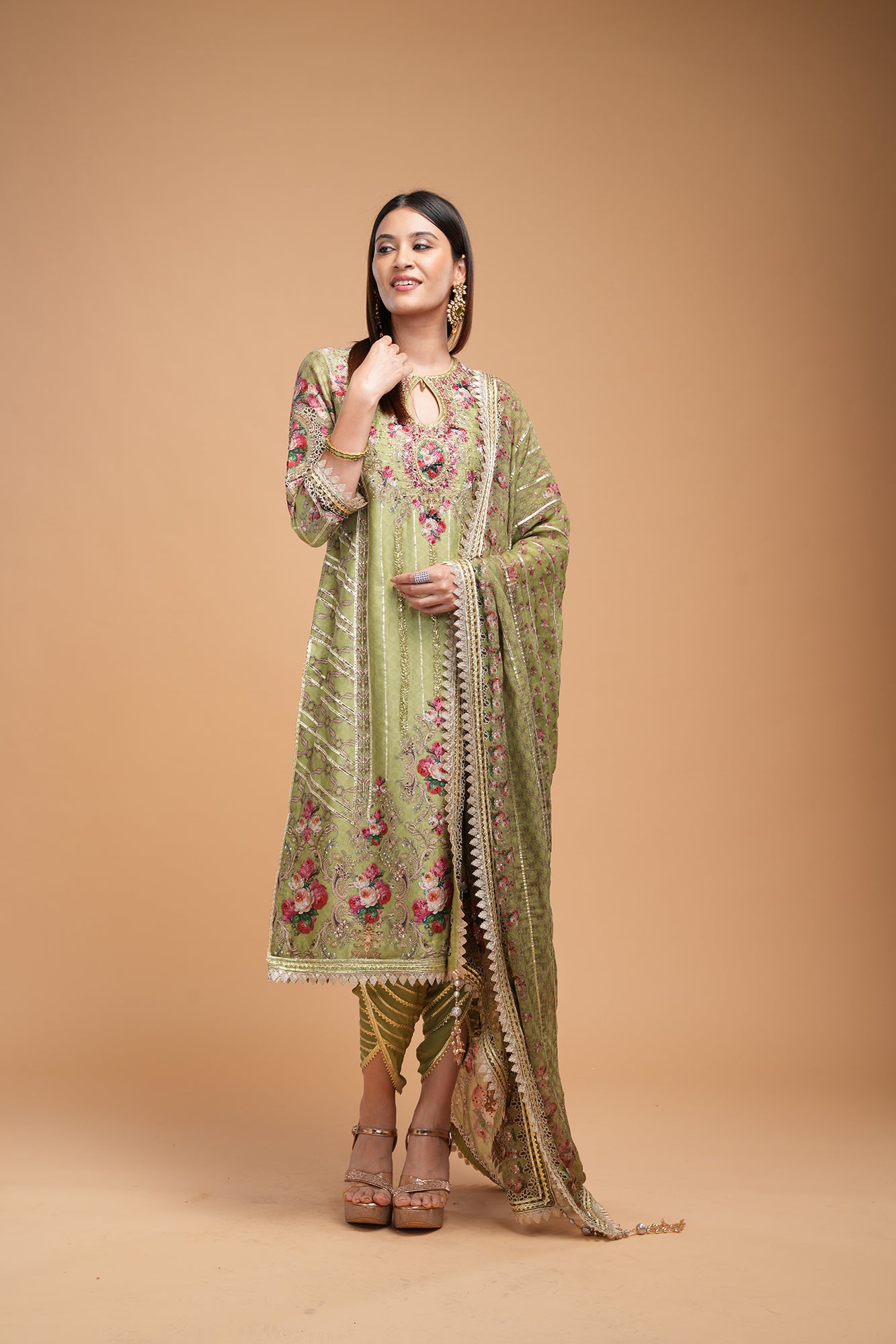 Pale Green Color Kurta Set