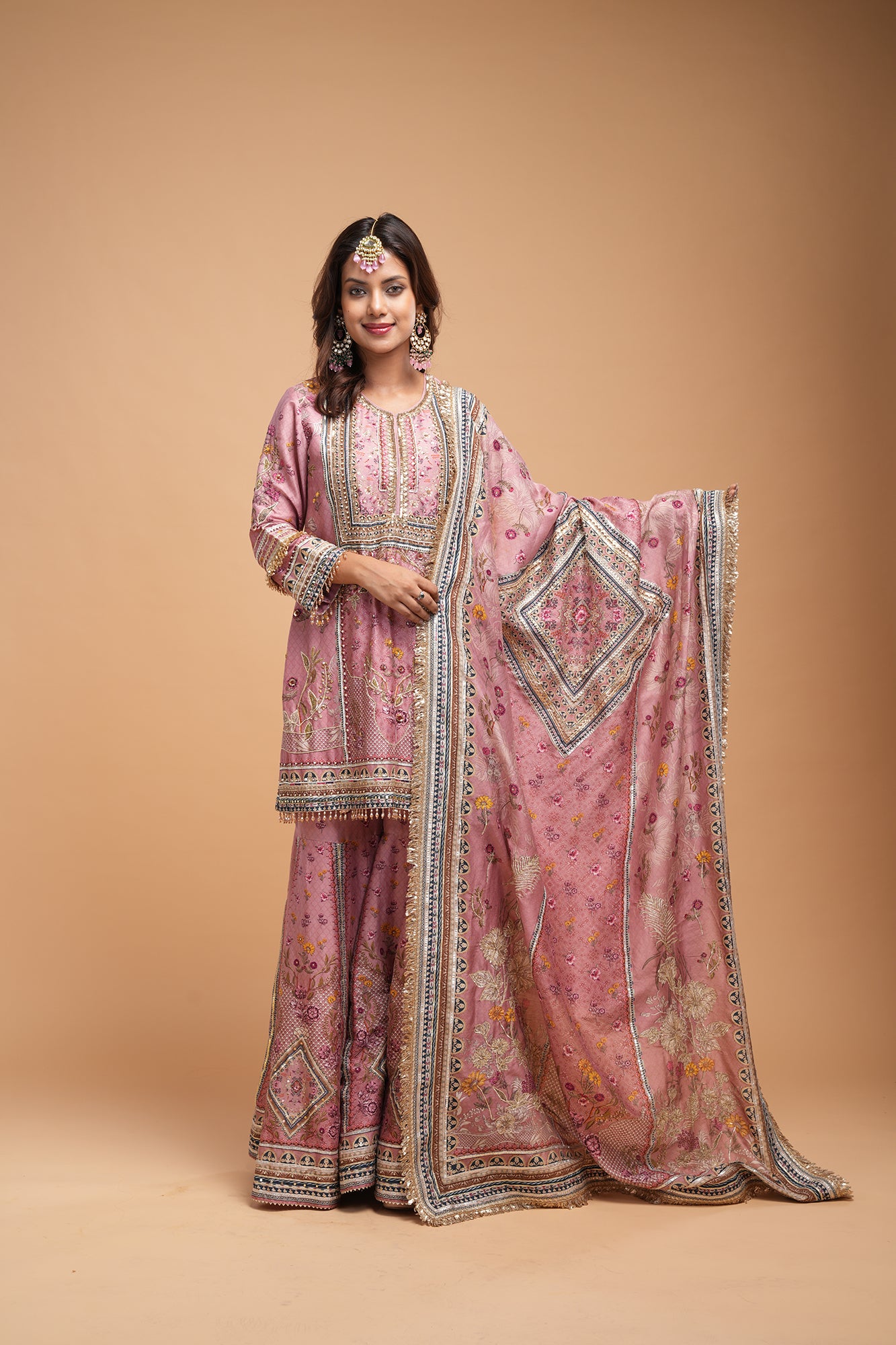 Pale Pink Color Sharara Set