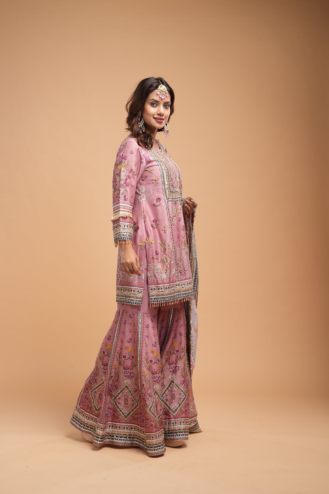 Pale Pink Color Sharara Set