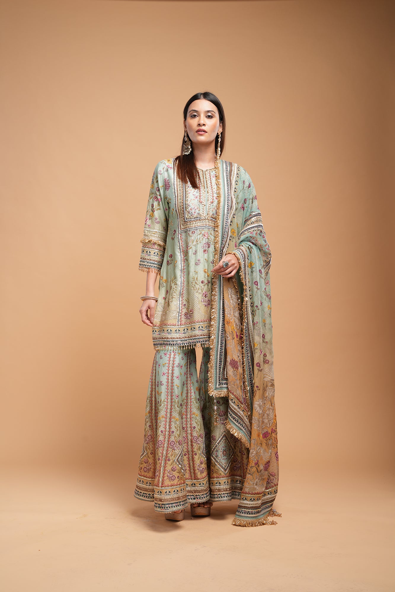 Aqua Color Sharara Set