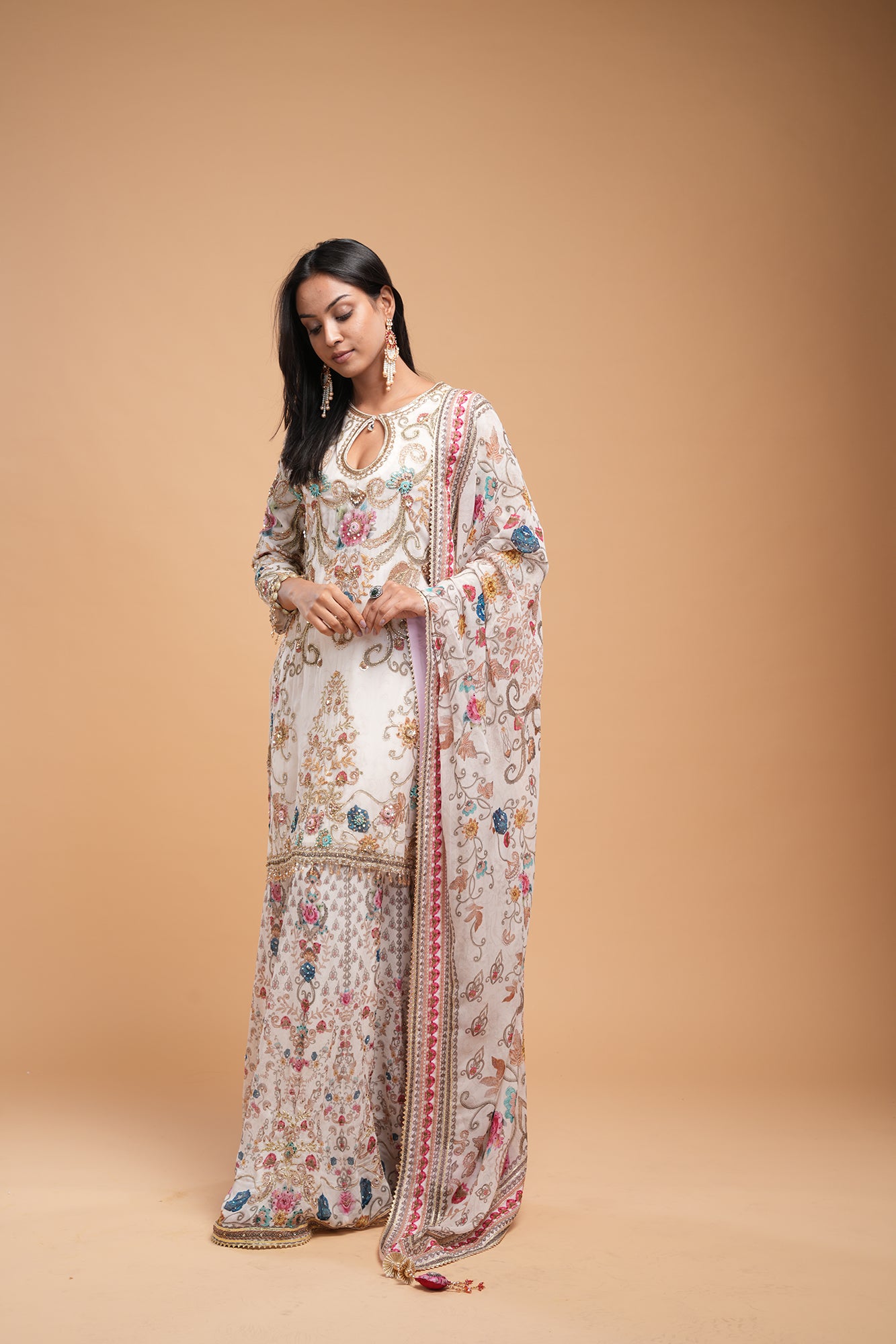 Ivory Color Sharara