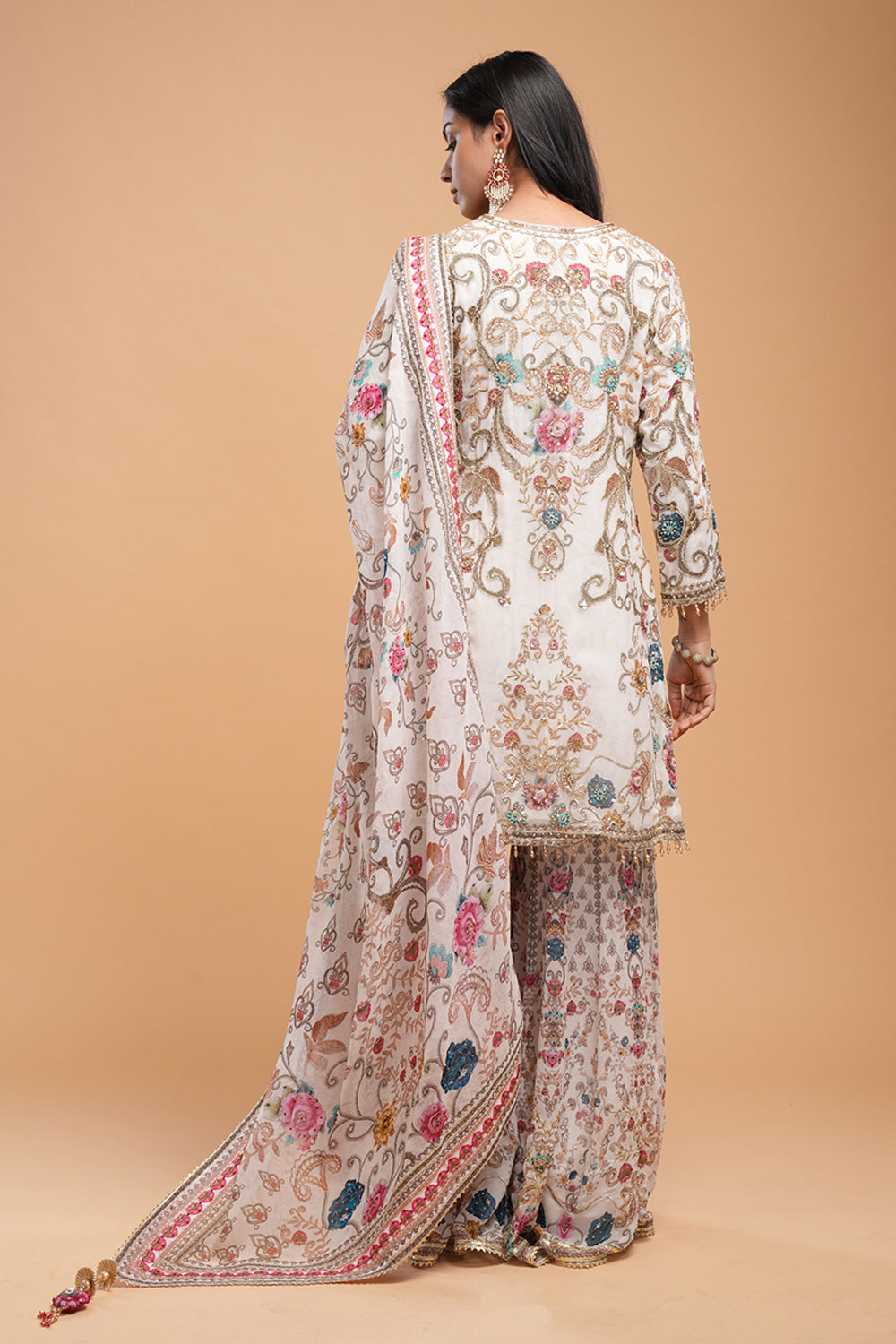 Ivory Printed Sharara Set
