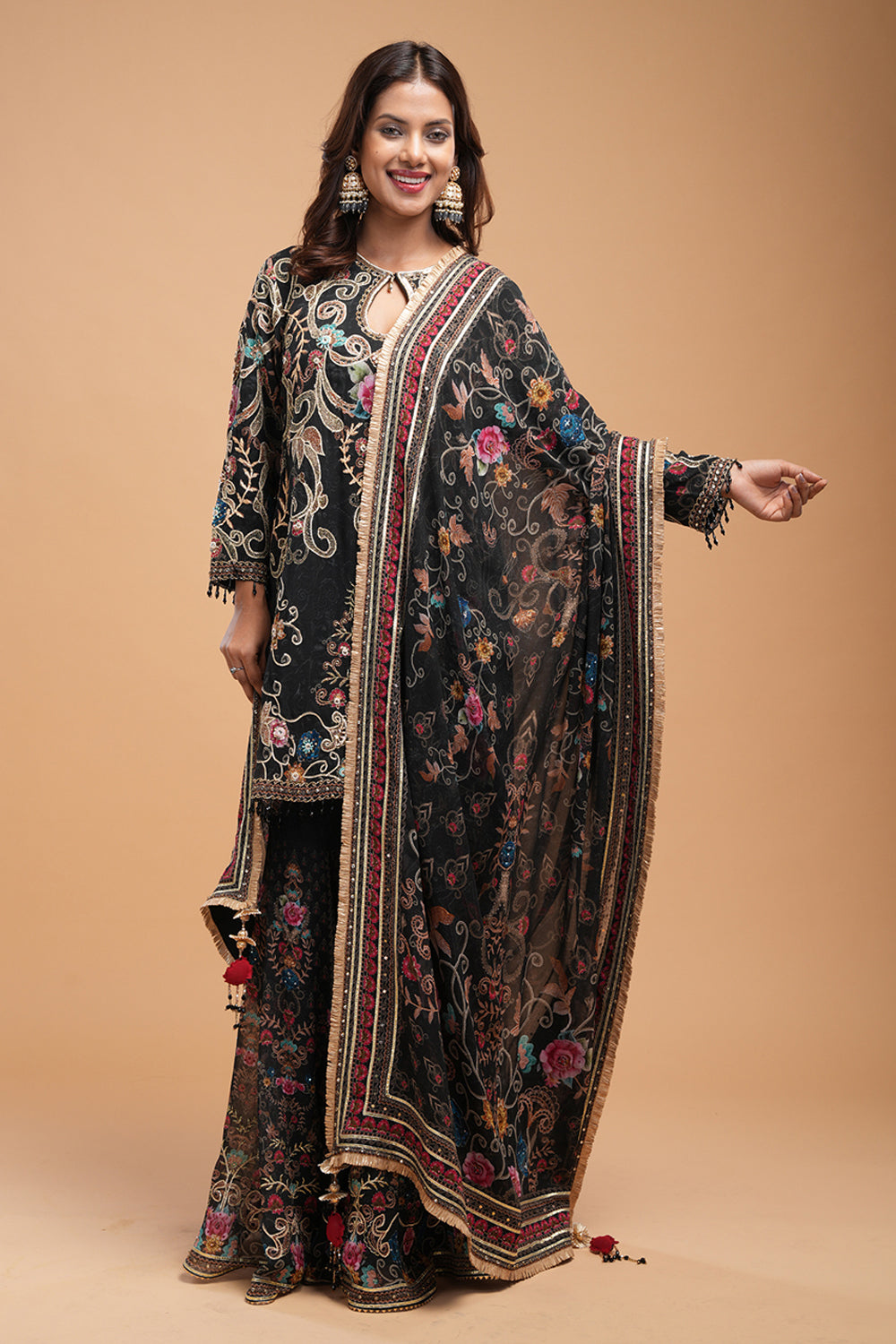 Black Sharara Set