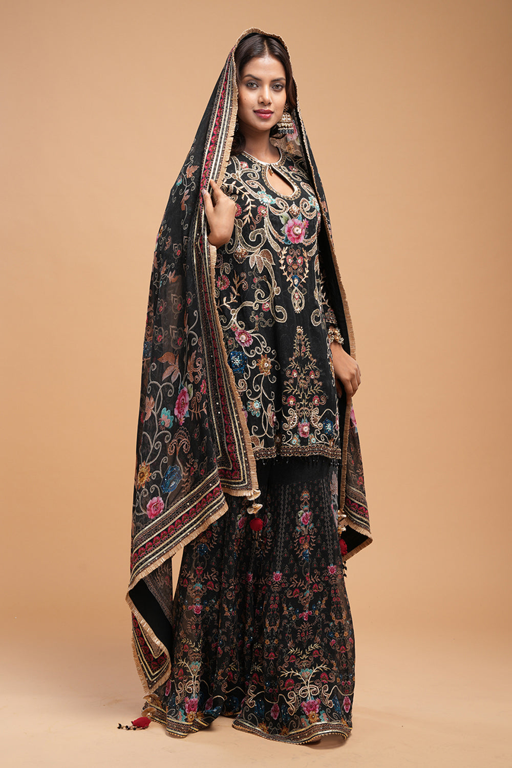 Black Sharara Set