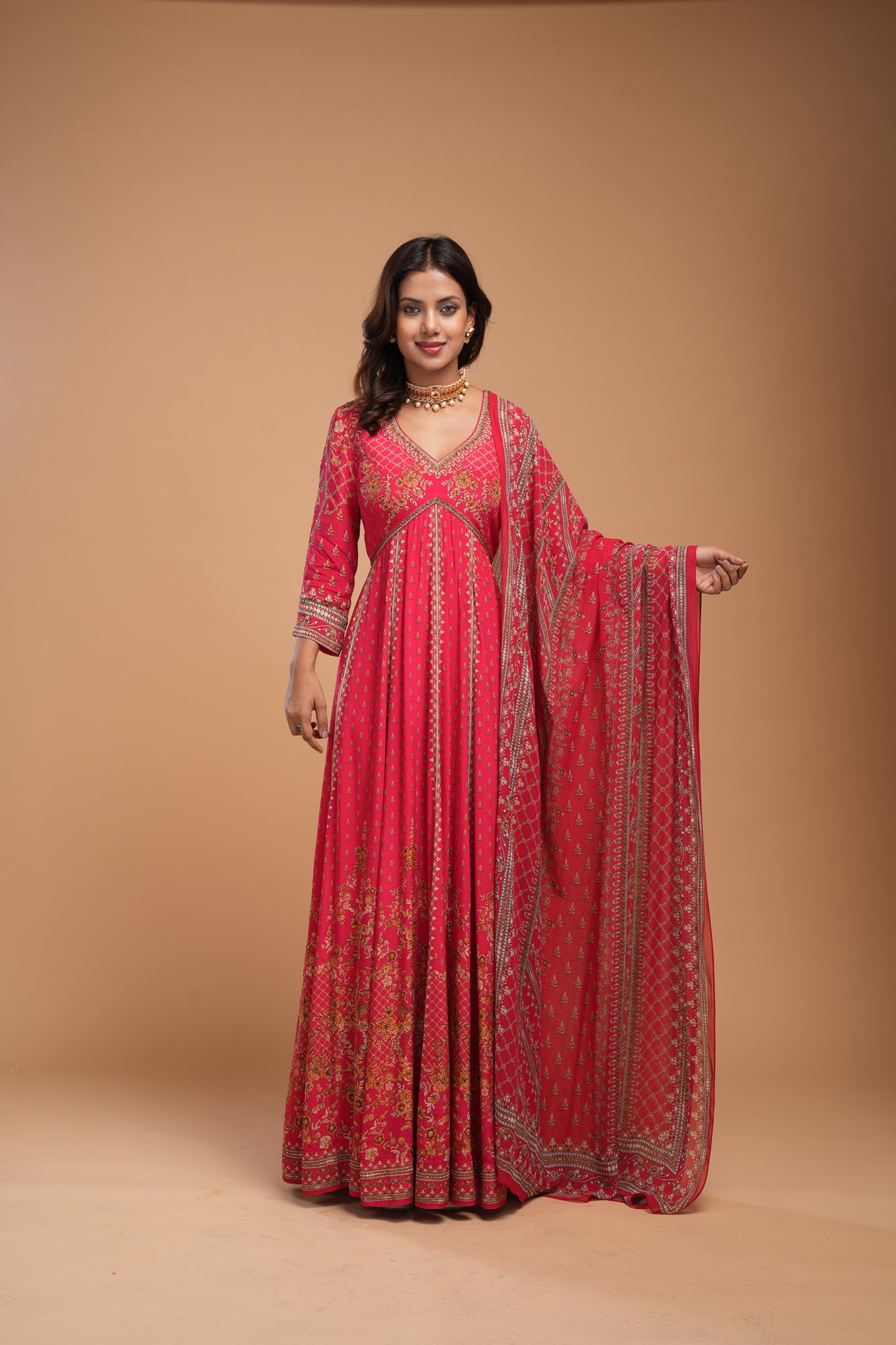 Red Color Anarkali Suit Set