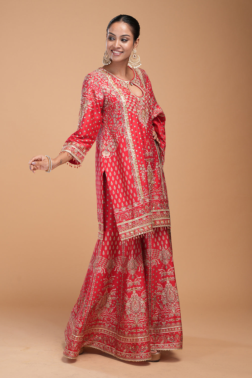 Red Sharara Set