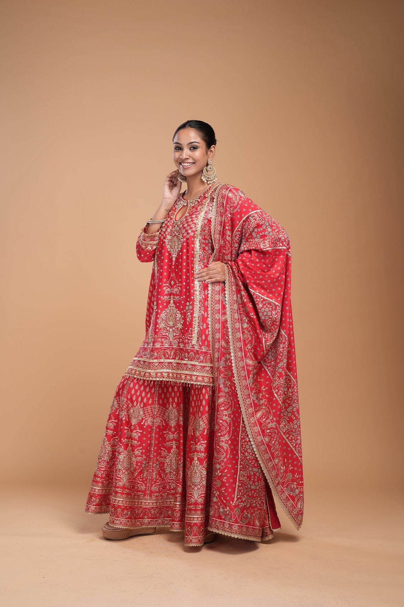 Red Color Sharara