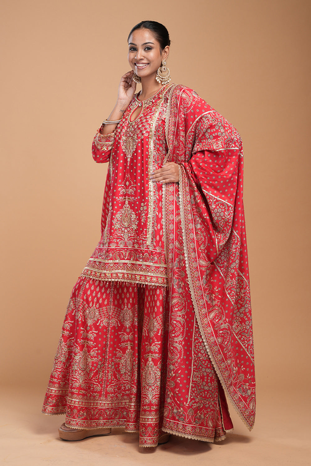 Red Sharara Set