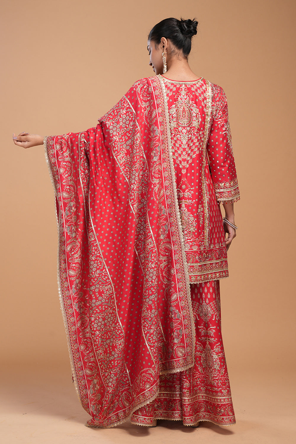 Red Sharara Set