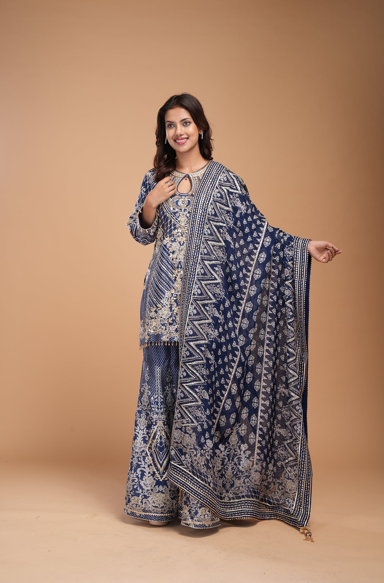 Navy Blue Color Sharara