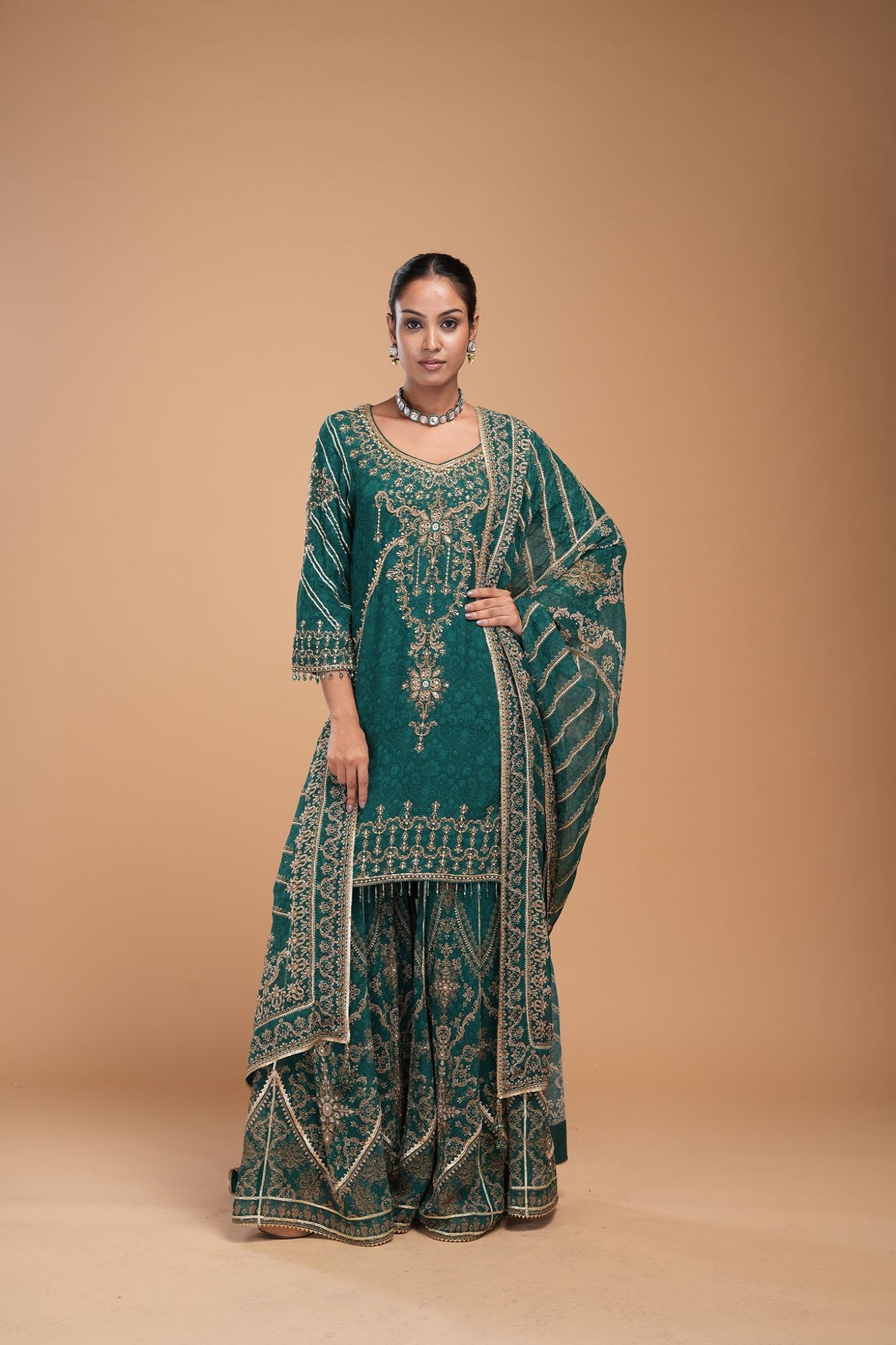 Teal Color Sharara