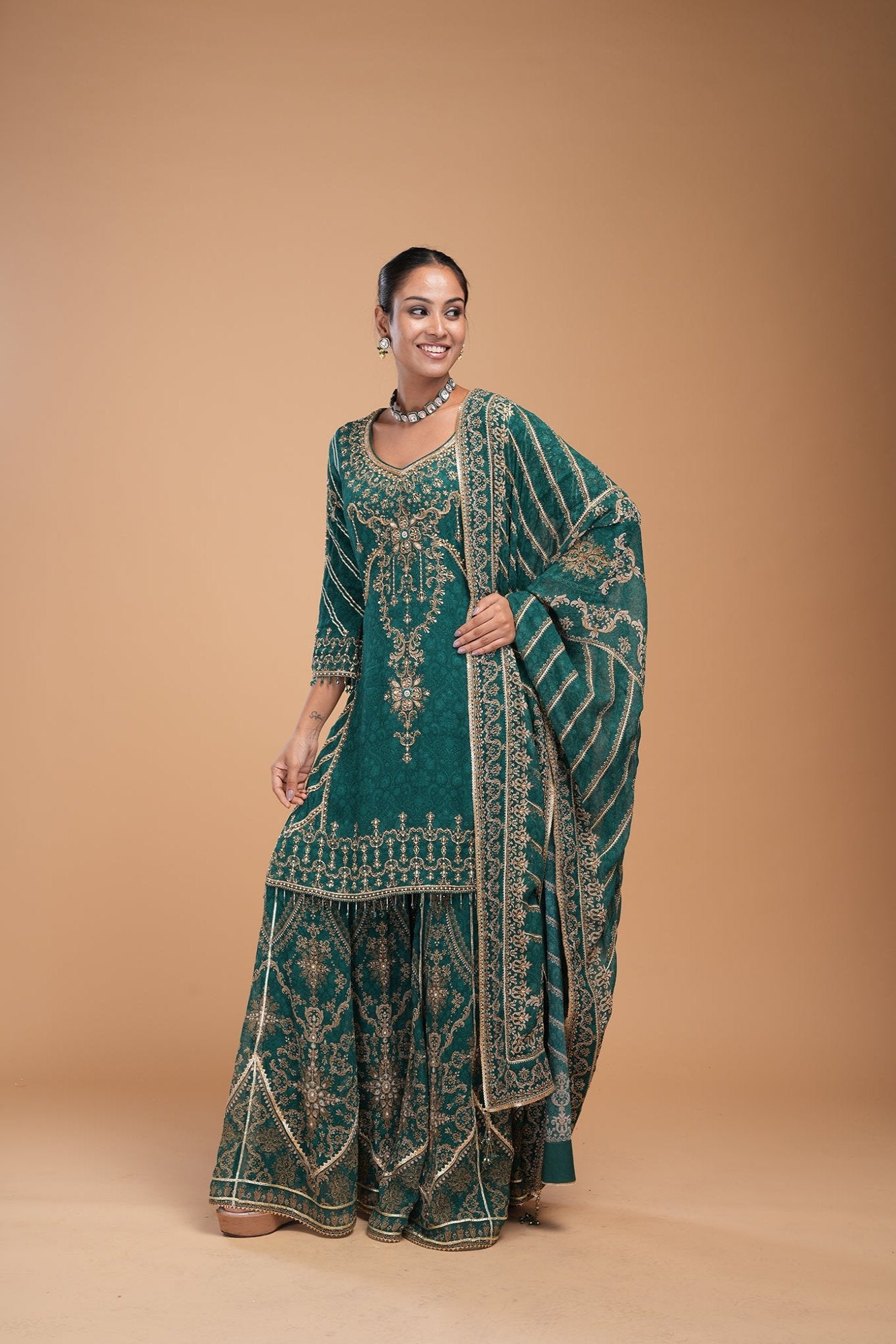 Teal Color Sharara