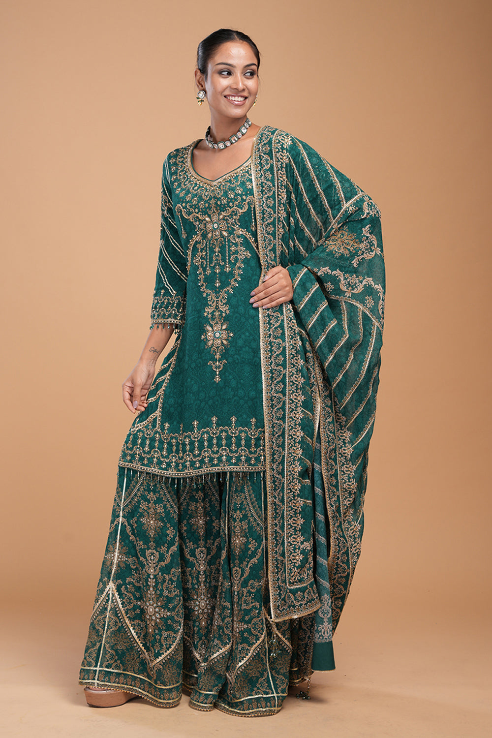 Teal Sharara Set