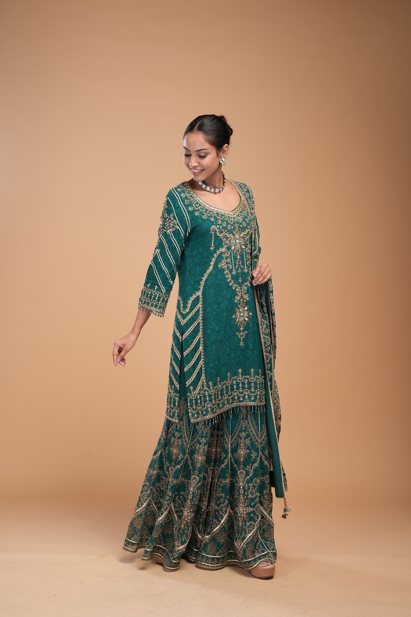 Teal Color Sharara