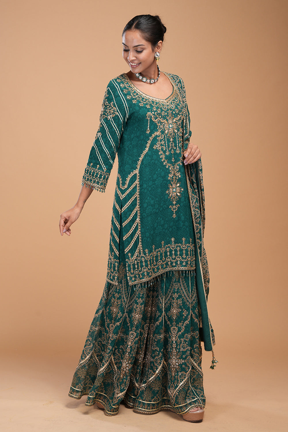 Teal Sharara Set