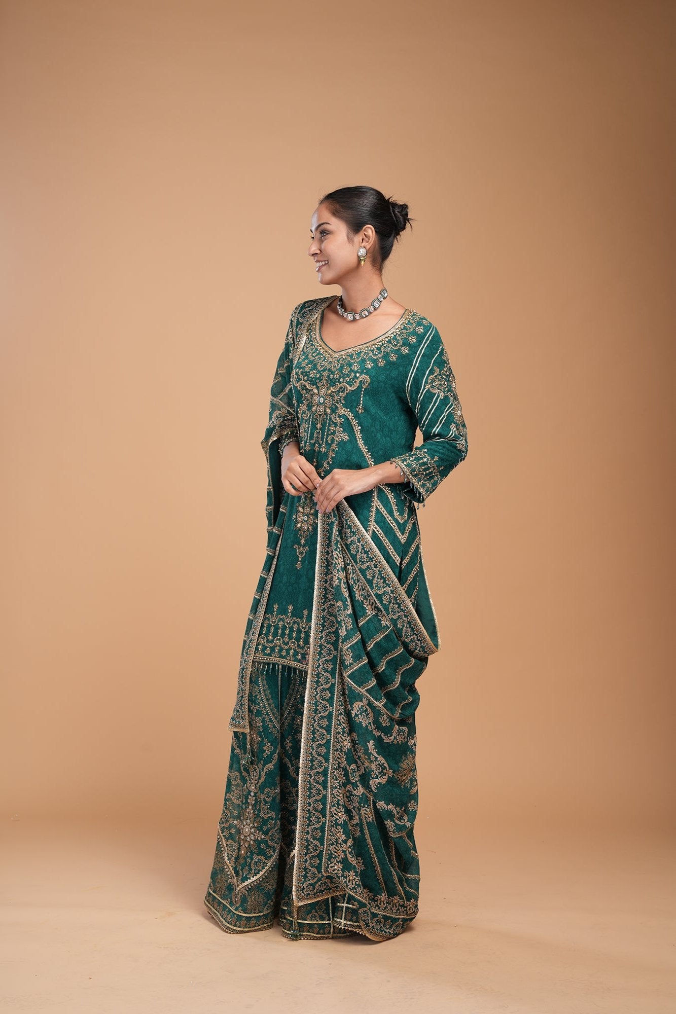 Teal Color Sharara