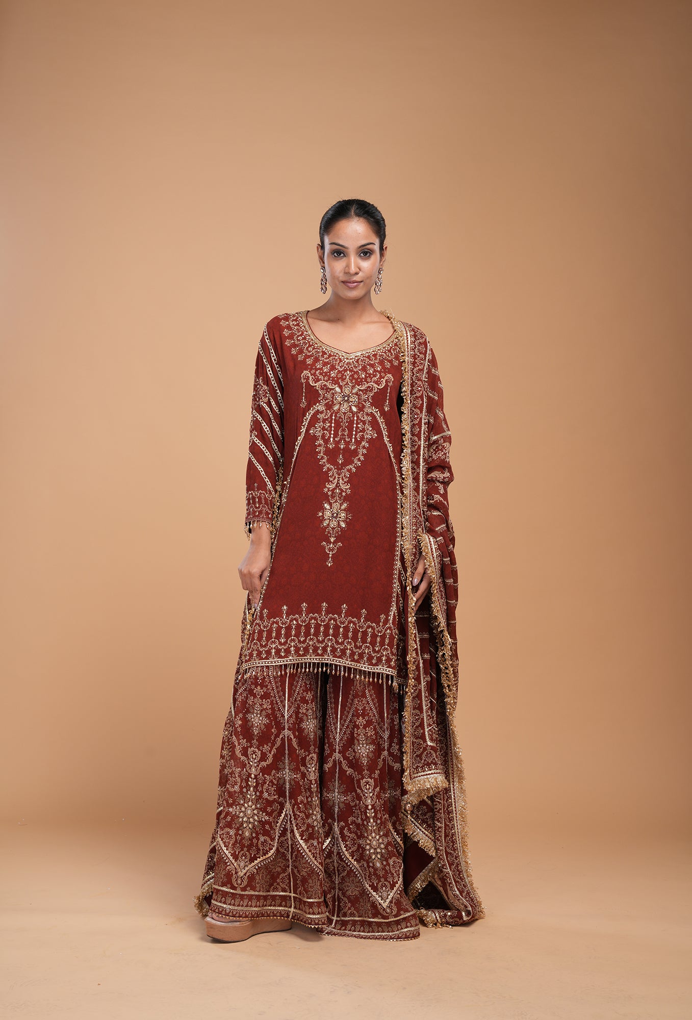 Maroon Color Sharara