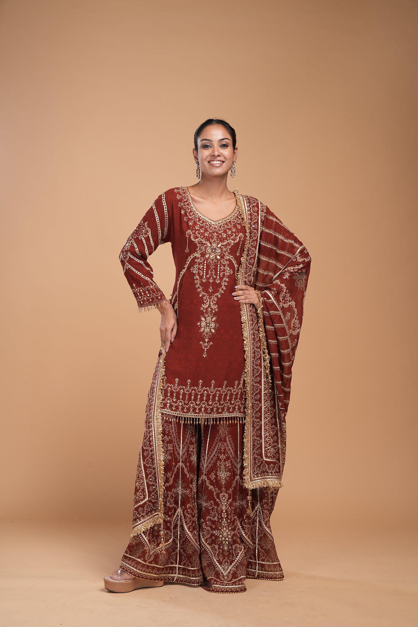 Maroon Color Sharara