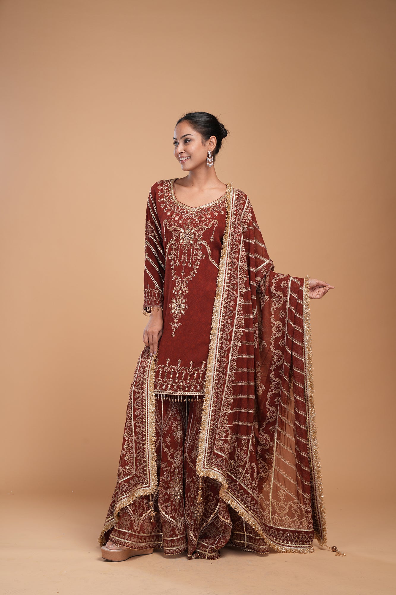 Maroon Color Sharara