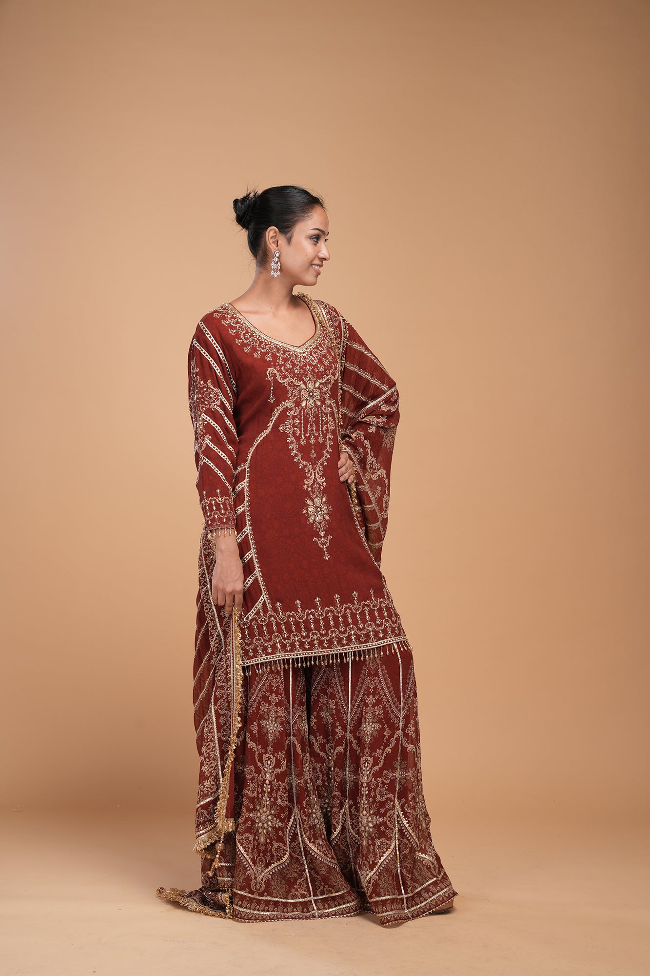 Maroon Color Sharara