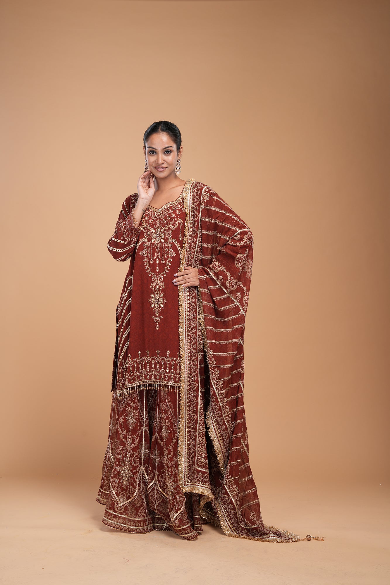 Maroon Color Sharara