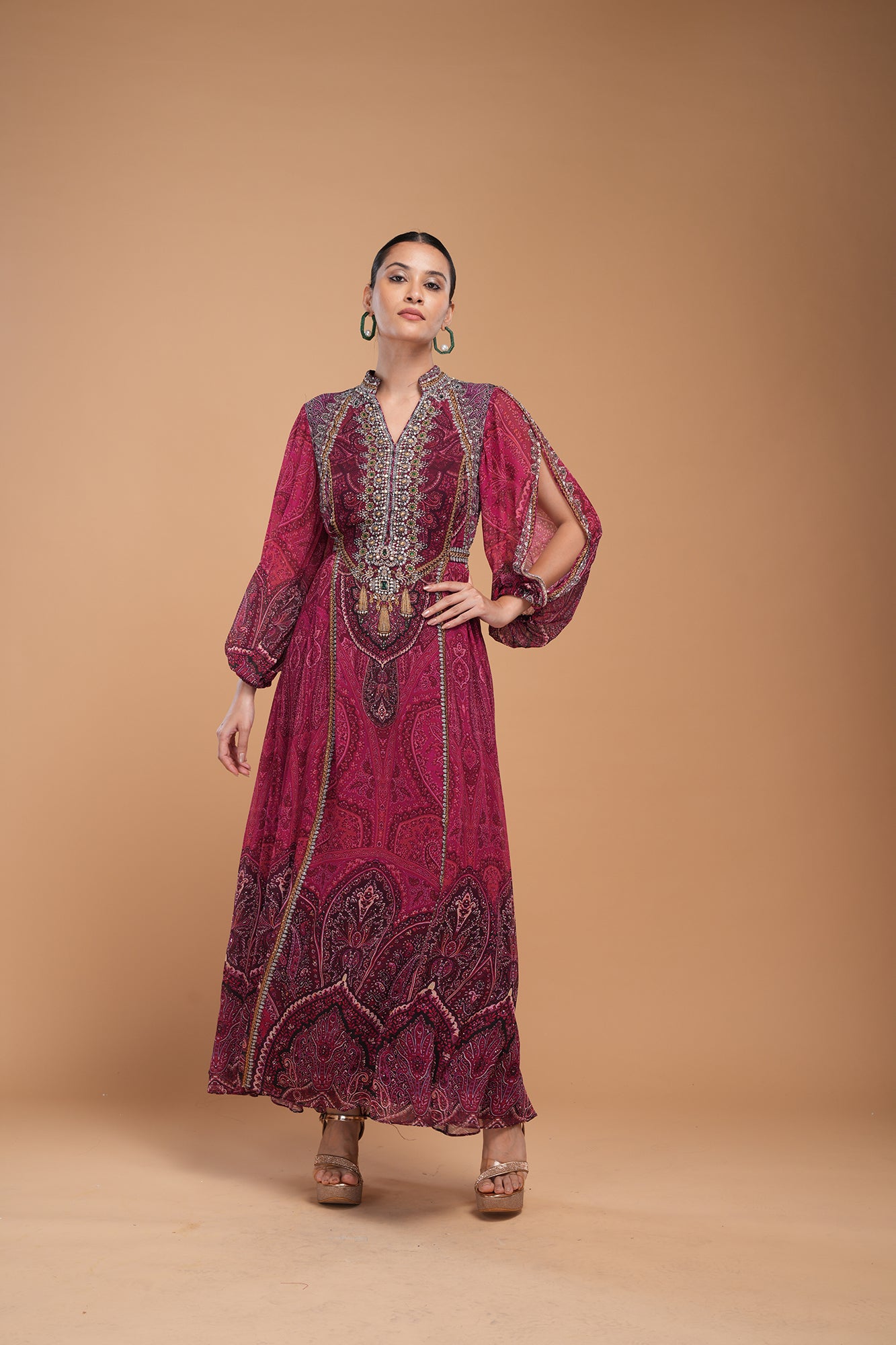 Wine Color Kaftan