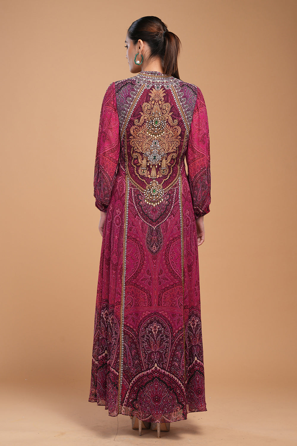 Wine Printed Kaftan