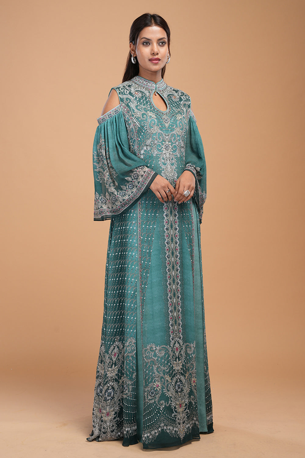 Teal Printed Kaftan