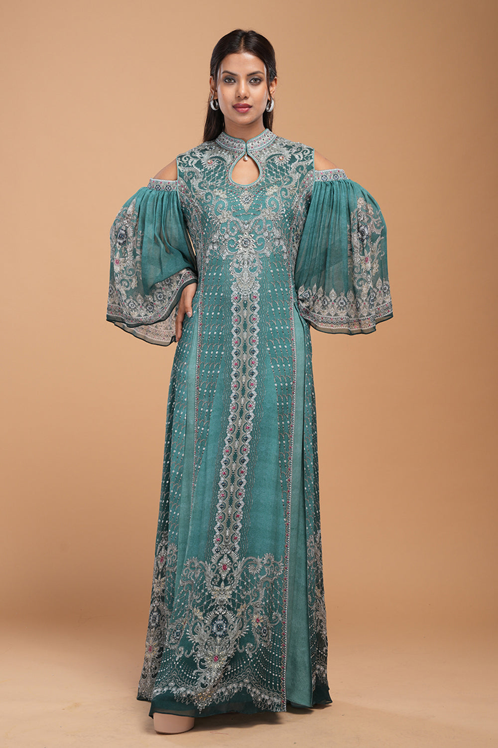 Teal Printed Kaftan