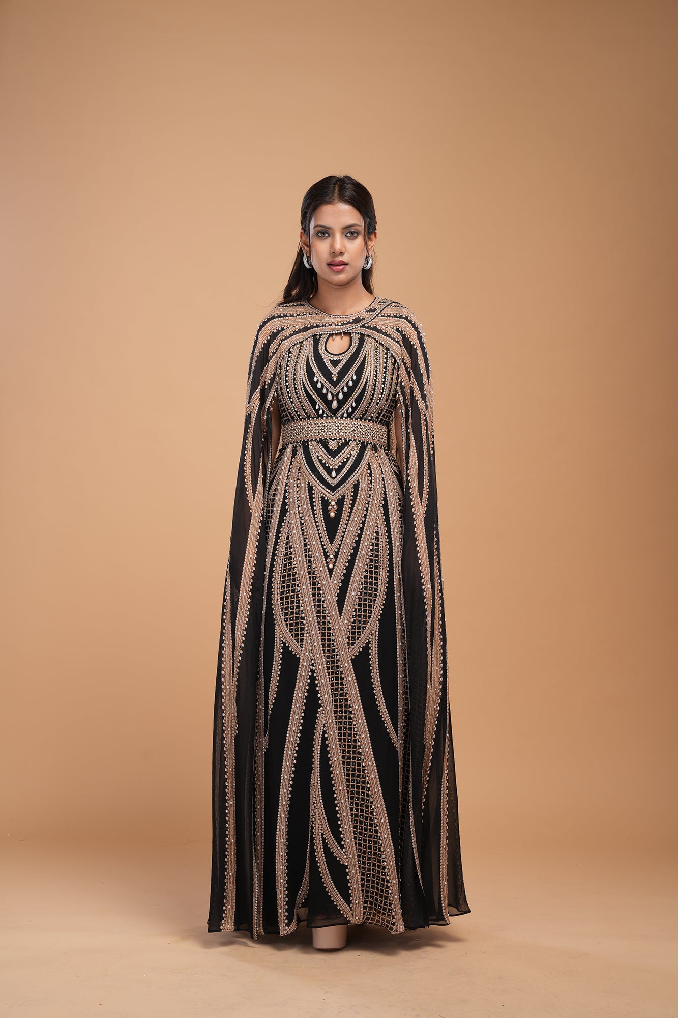 Black And Gold Color Kaftan