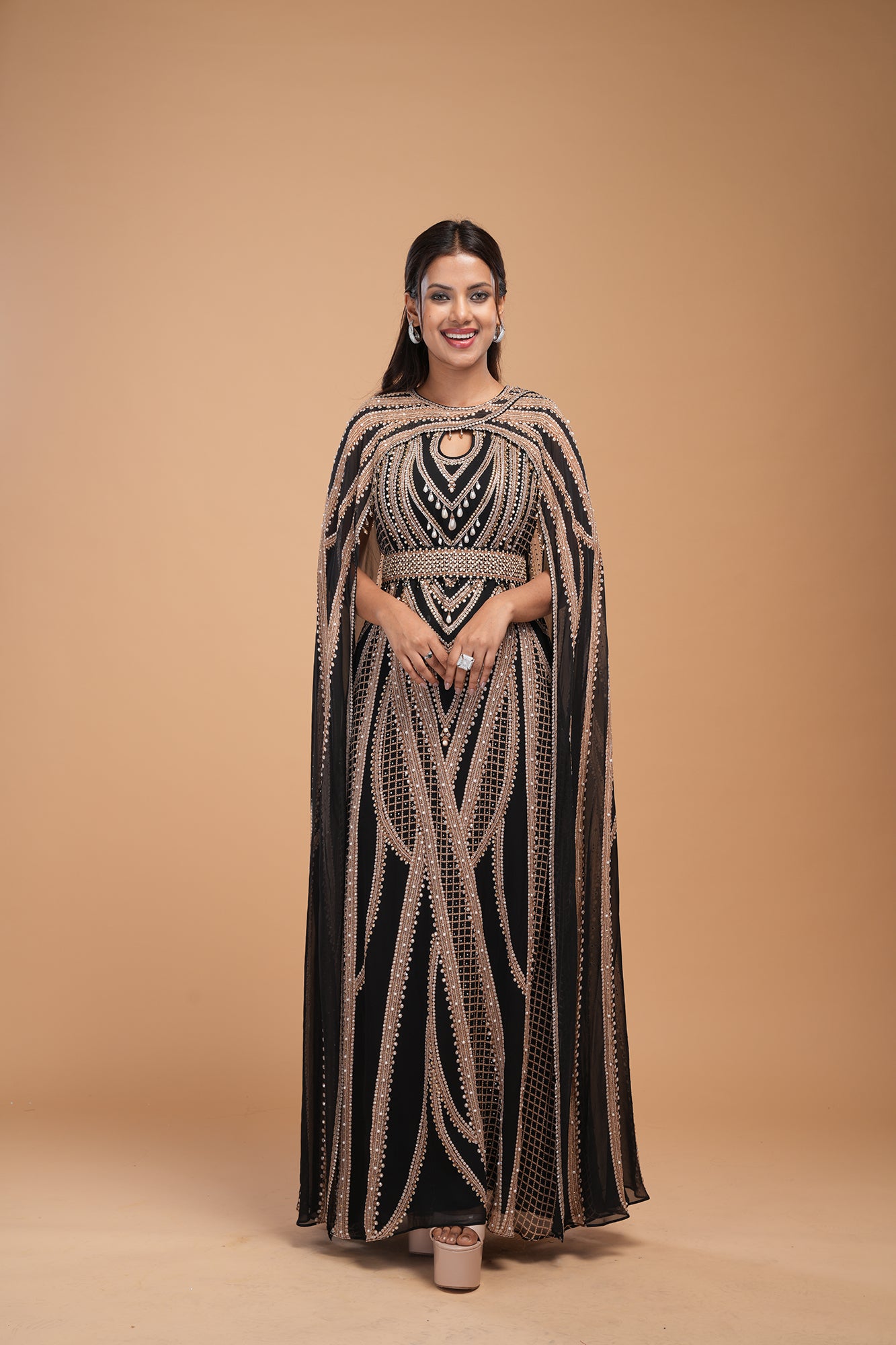 Black And Gold Color Kaftan